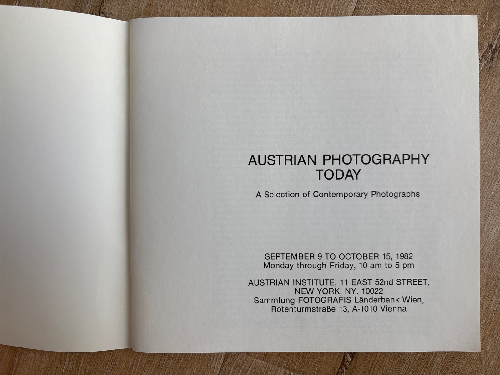AUSTRIAN PHOTOGRAPHY TODAY Exhibition 1982 PB Contemporary Photos NYC Vienna