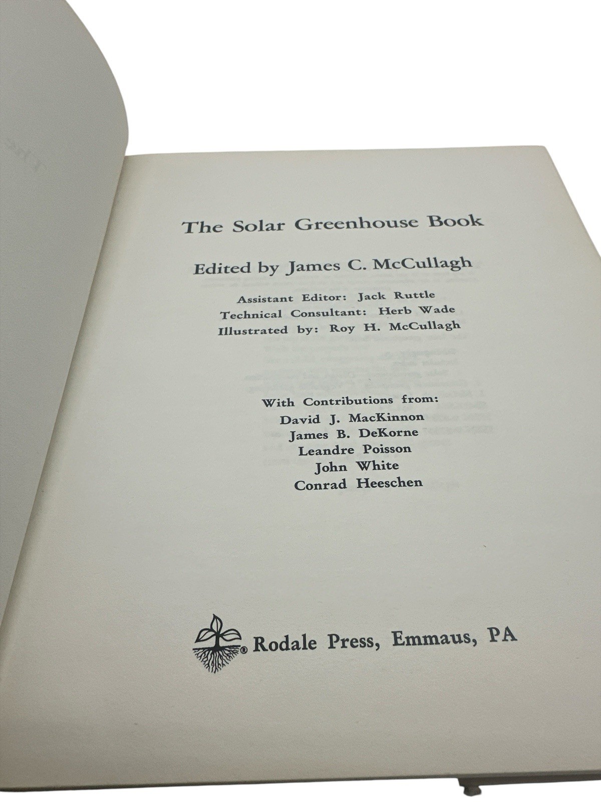 BOOK-« The Solar Greenhouse Book » 1978 James McCullagh Illustrated 328 Pages -A1