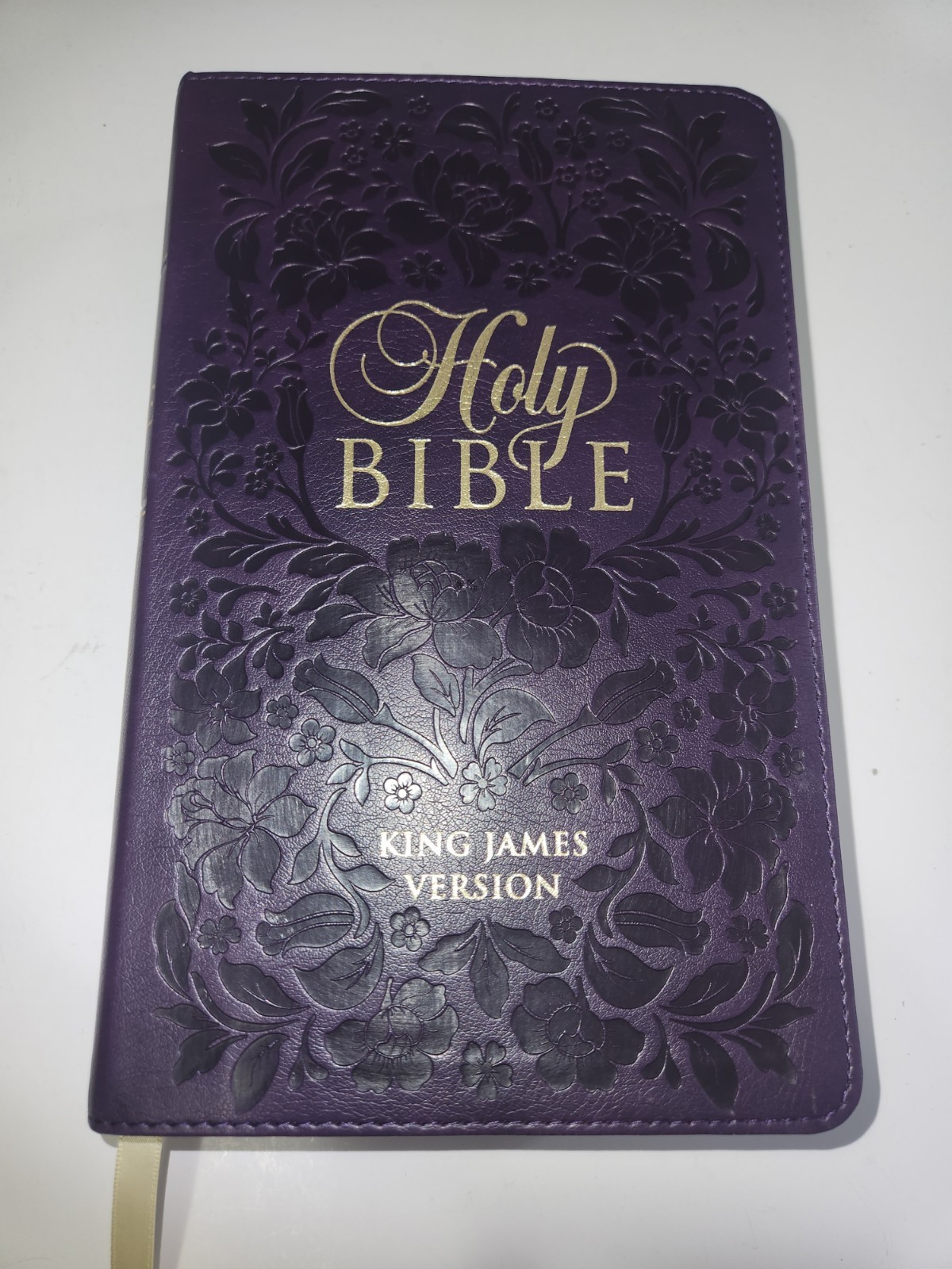 Purple Floral Faux Leather Giant Print Standard-size KJV Bible with Thumb Index