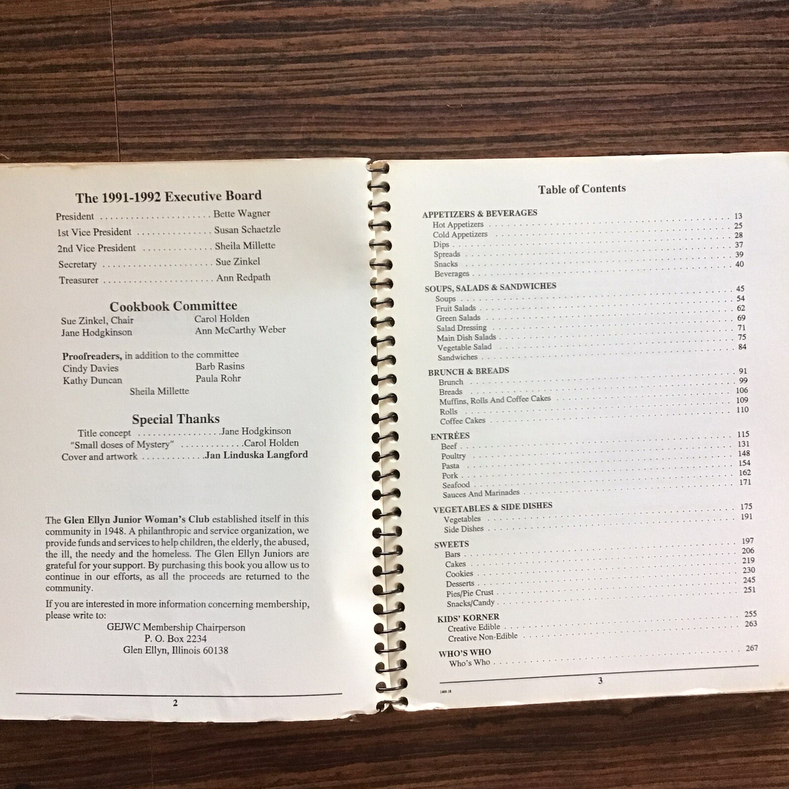Glen Ellyn Illinois Junior Woman&rsquo;s Club Vintage 1991 Cookbook SEE INDEX PHOTOS