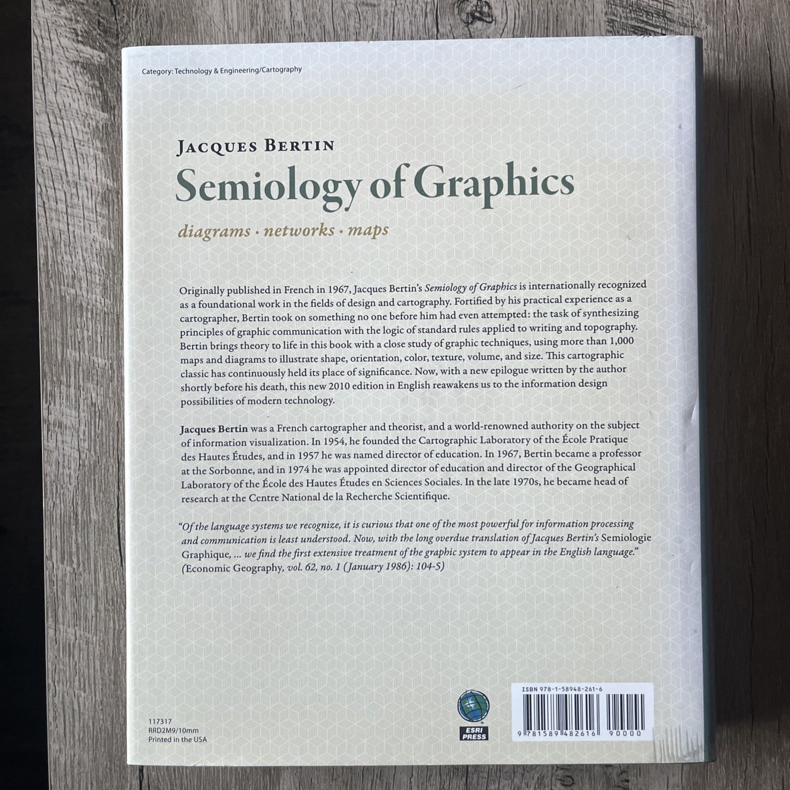 SEMIOLOGY OF GRAPHICS: DIAGRAMS, NETWORKS, MAPS, Jacques Bertin Hardcover ESRI