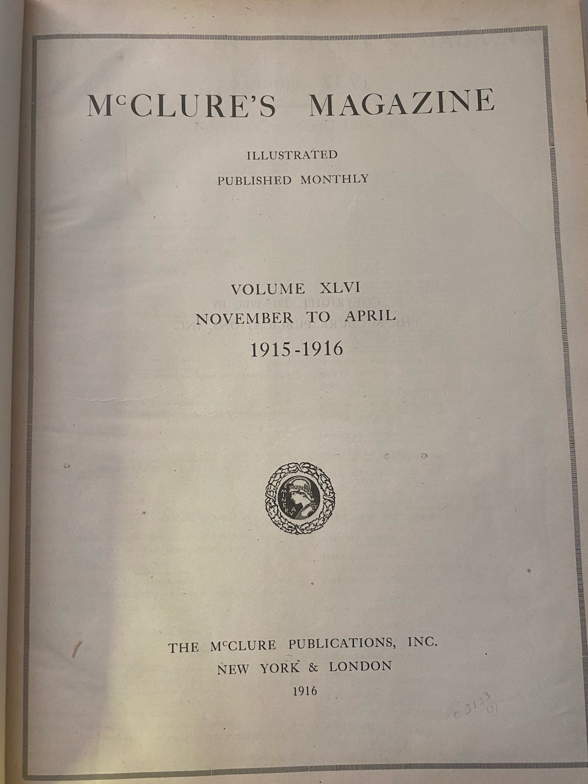 Hard Bound McClure&rsquo;S Magazine. Nov 1915 – April 1916. 6 Months 6 Magazines