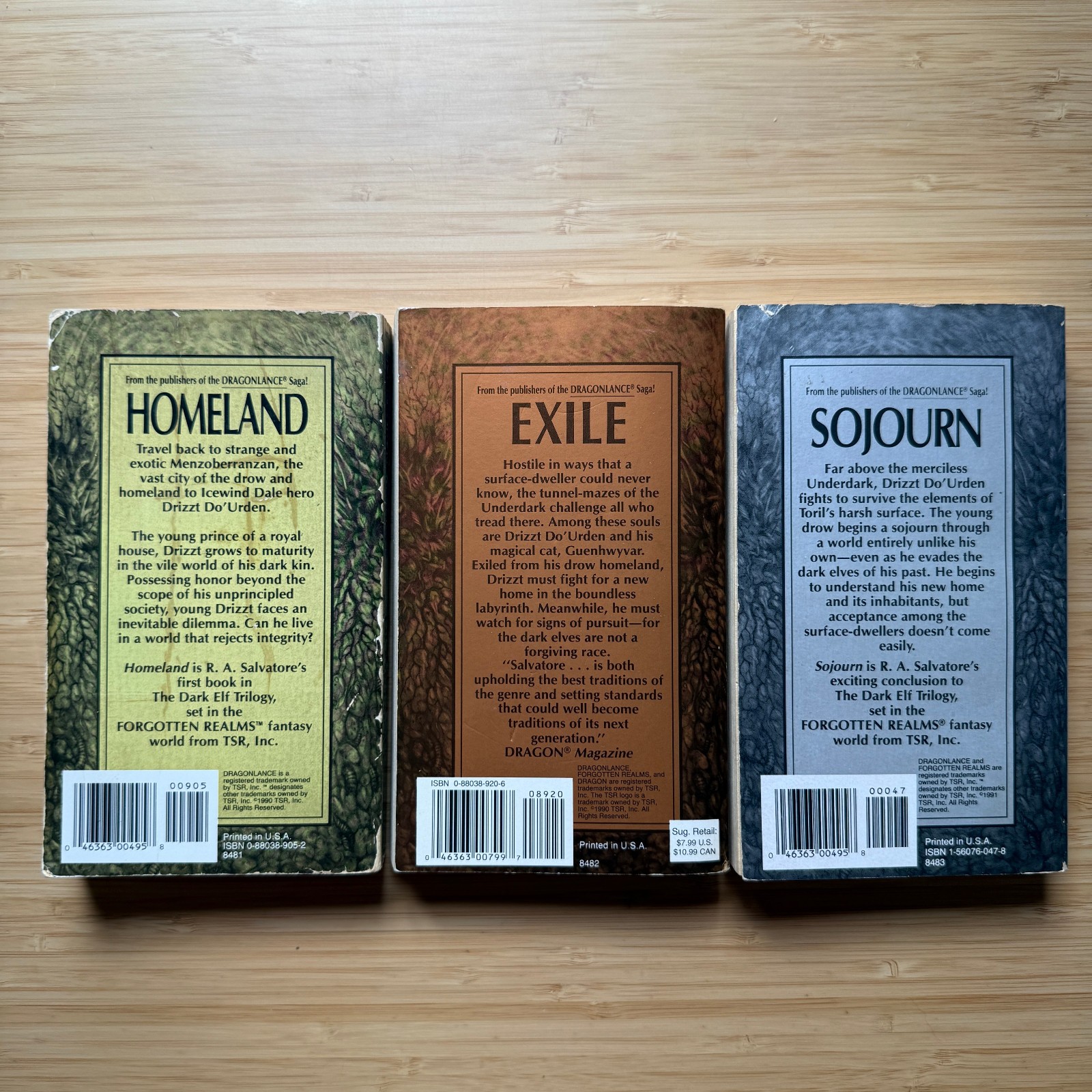 Forgotten Realms Dark Elf Trilogy LOT Homeland Sojourn Exile R.A. Salvatore TSR