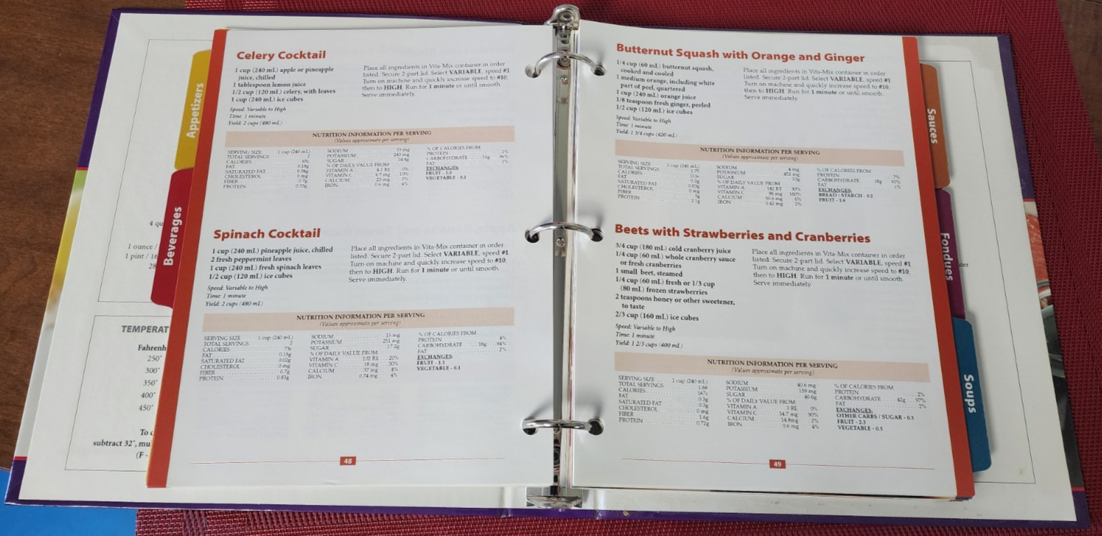 Vita-Mix XTN-208A 3-Ring Cookbook + Owner&rsquo;s Manual Whole Foods Recipes 3 Ring HB