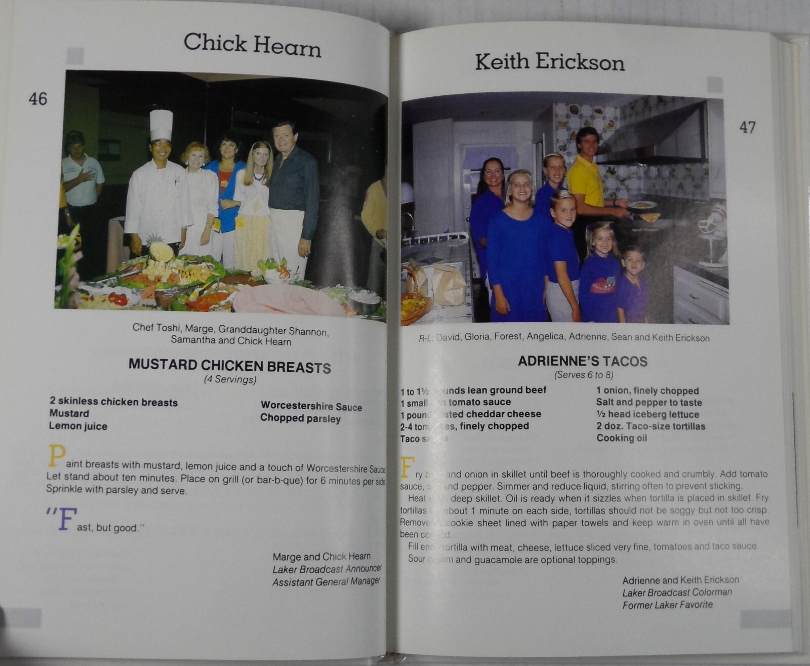 World Champion Los Angeles Lakers Are Cookin&rsquo; Family Cookbook 1985 HC 184 pages