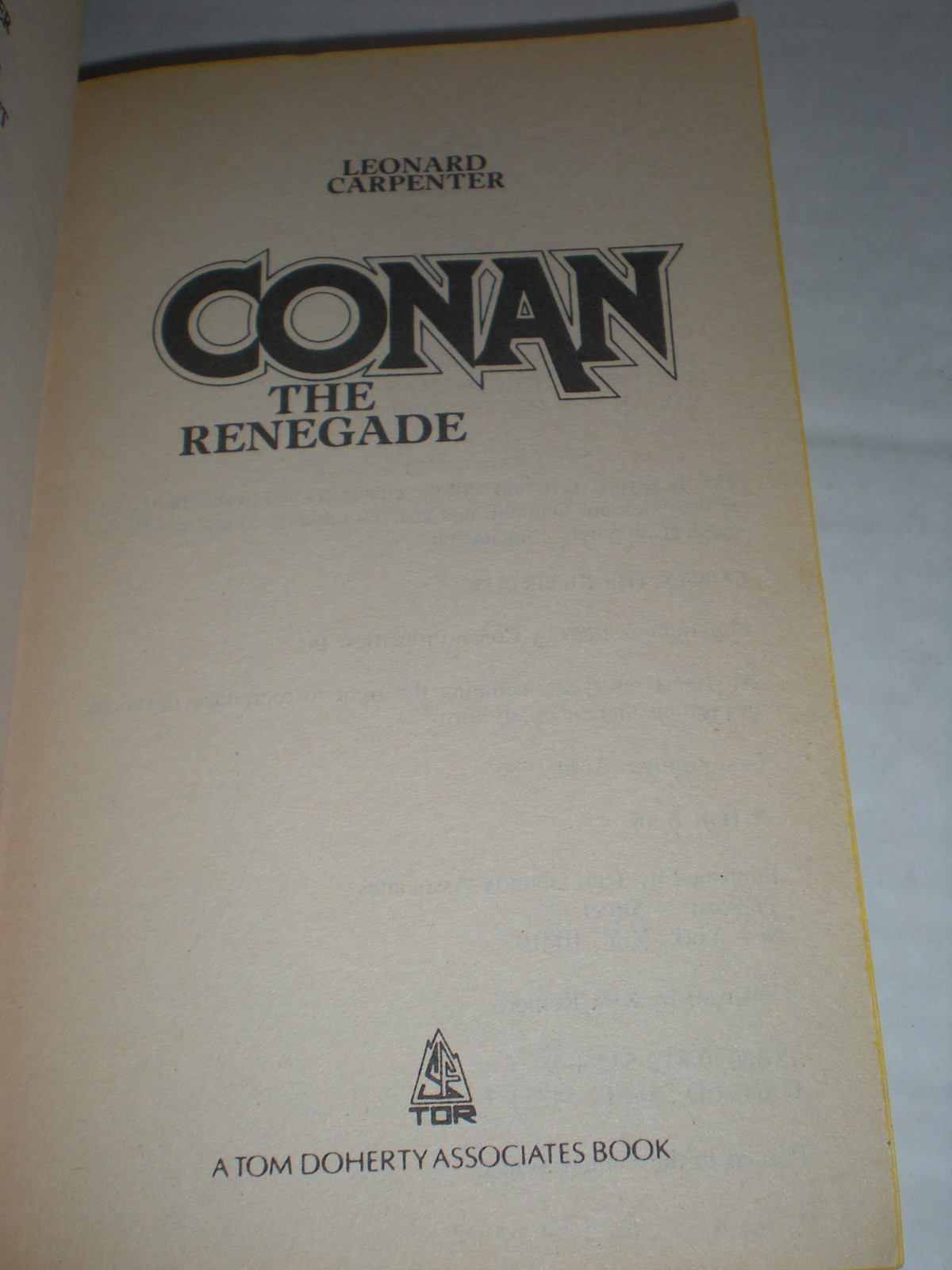 Conan The Renegade by Leonard Carpenter Barbarian Fantasy Paperback 1986 vtg