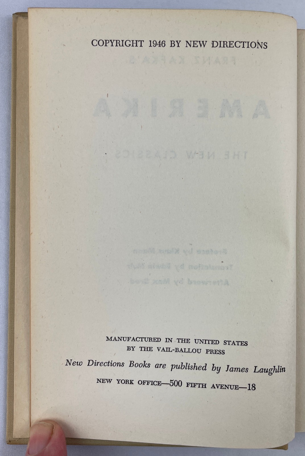 Amerika, Franz Kafka, 1946, Czech Literature, New Directions Edition, HCDJ