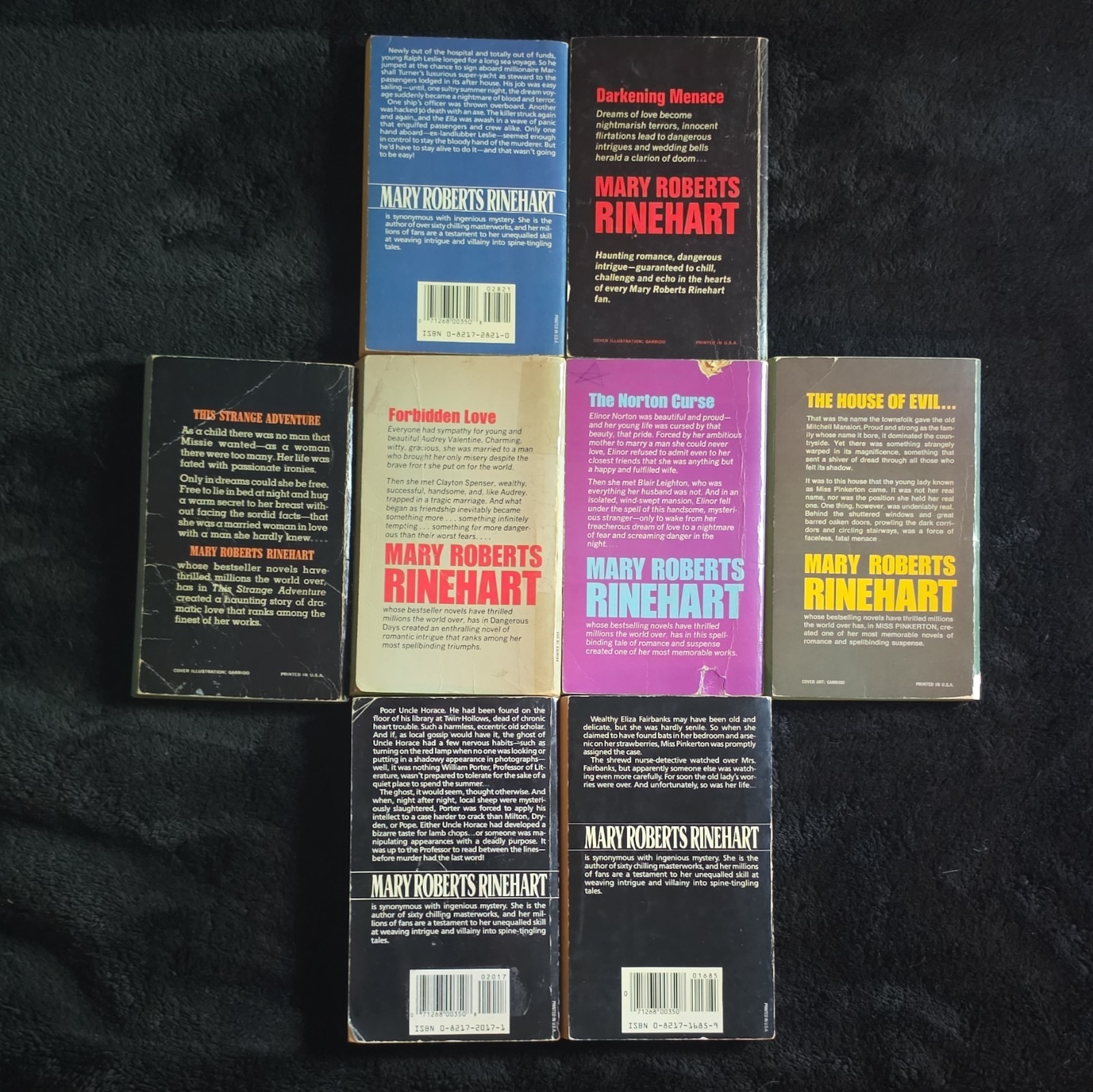 Lot of 8 Vintage Mary Roberts Rinehart Dell Paperback Gothic Mystery Books 60/70