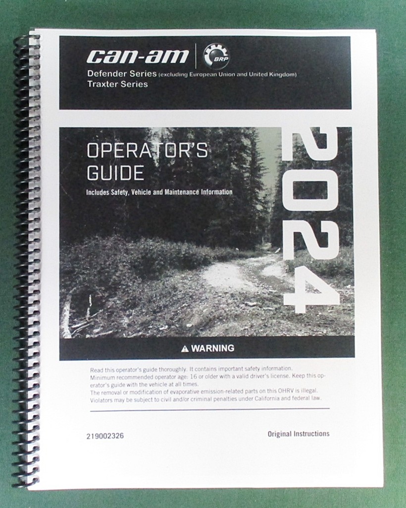 2024 Can-Am Defender XT HD7 Owner&rsquo;s Manual: 244 Pages & Protective Covers