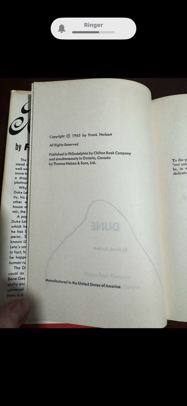 Frank Herbert, Dune. HC/DJ. Book Club Edition, 1965. Gutter Code 31N.