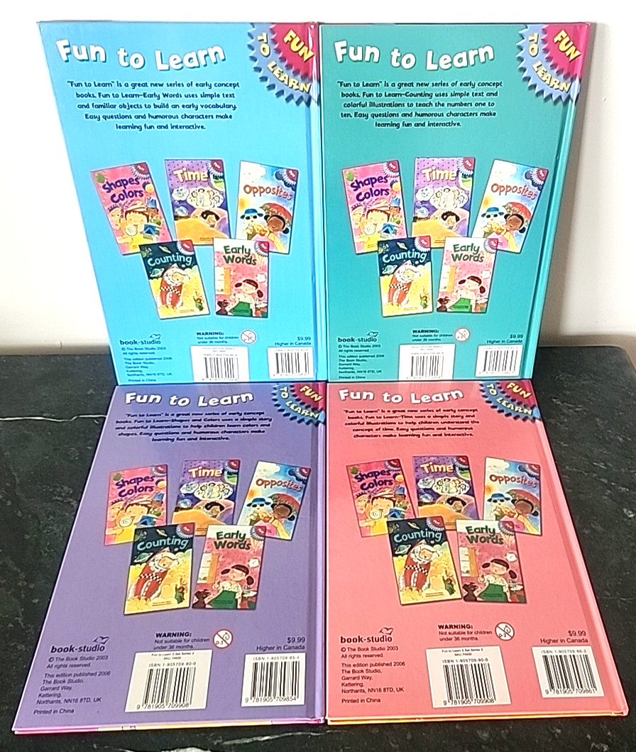 Lot of 4 Fun to Learn Hardcover Picture Books Shapes Color Counting Time Words