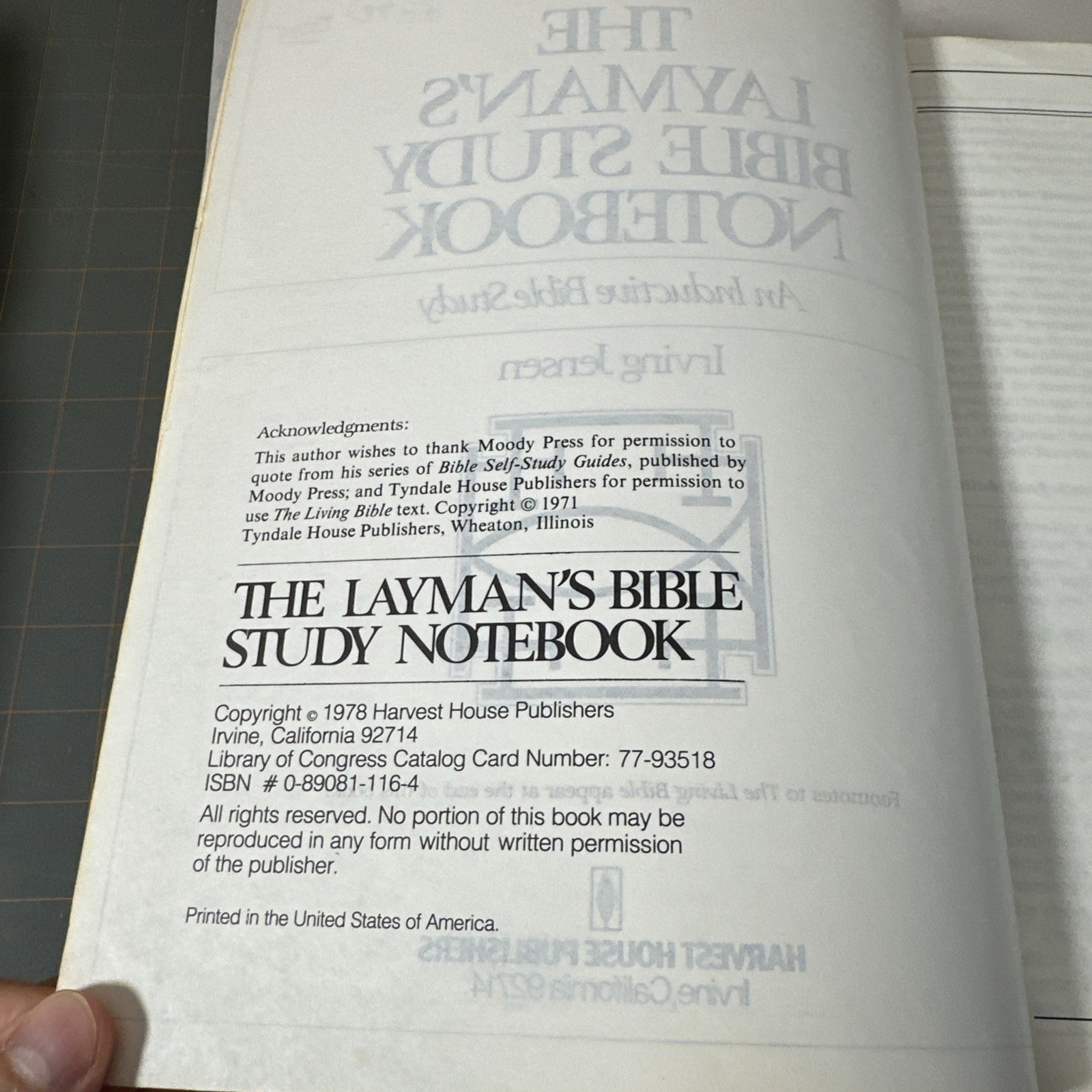 The Layman&rsquo;s Bible Study Notebook by Irving Jensen 1978 Religion Book