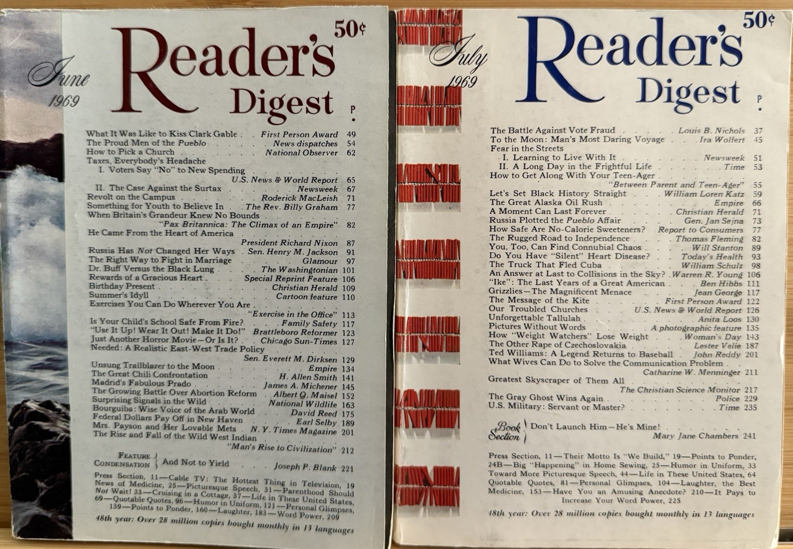1969 June July (2) READER&rsquo;S DIGEST MAGAZINE Vintage Ageless Fun Short Stories