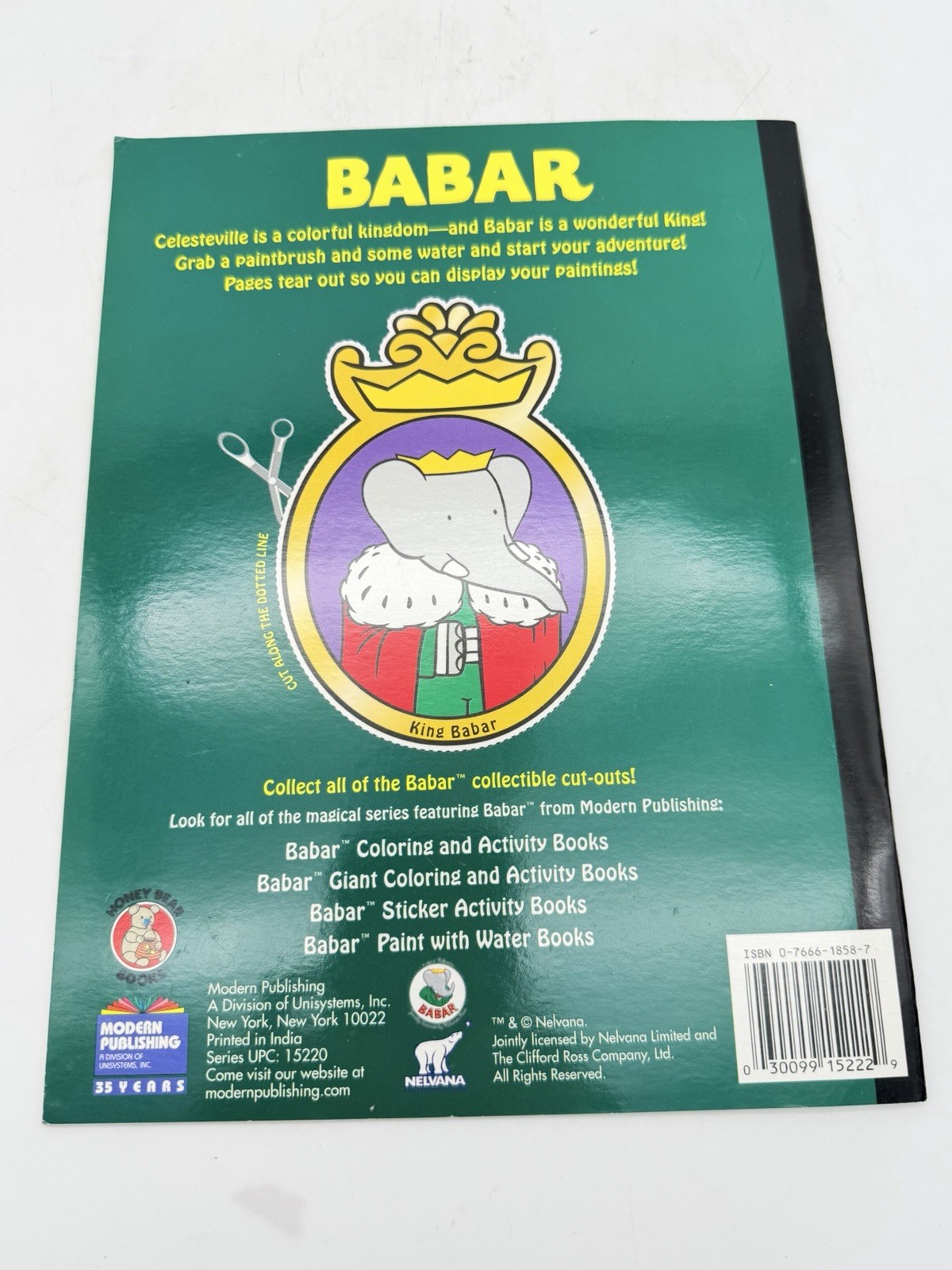 2 VINTAGE Babar the Elephant Paint With Water 16 Pages To Paint Books