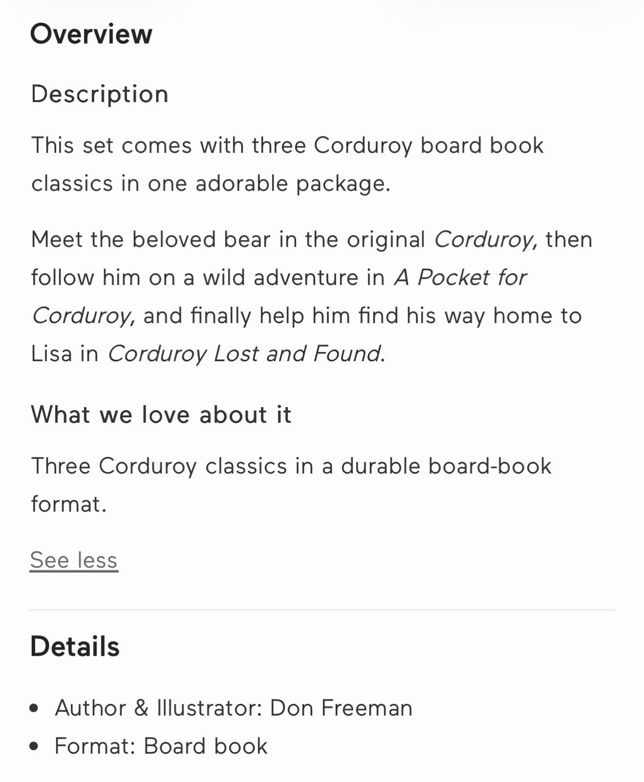 Corduroy&rsquo;s Little Library by Don Freeman (2024, Picture Book)