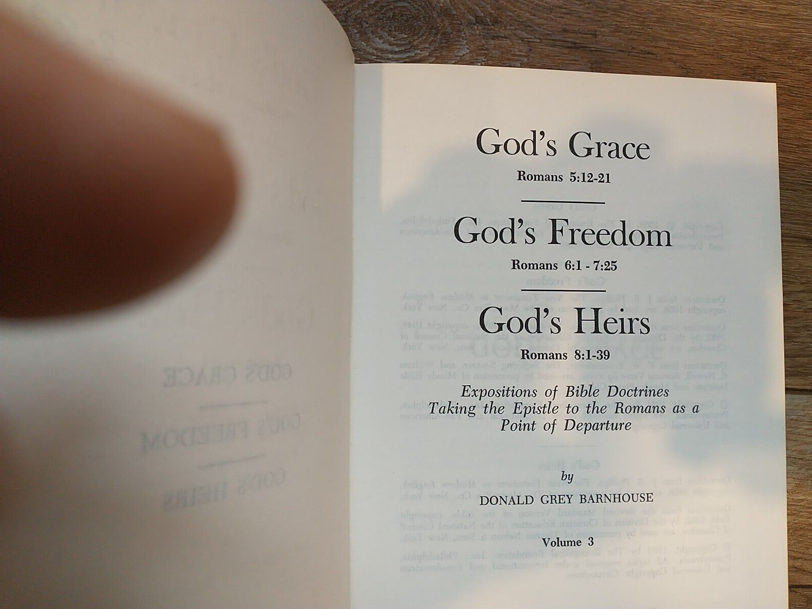 God&rsquo;s Grace Freedom Heirs Romans Volume 3 Donald Barnhouse Book III Bible 1983