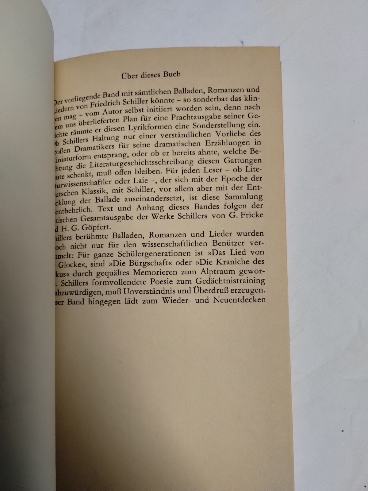 Balladen, Romanzen Und Lieder by Friedrich Schiller 1984 Vintage German 80&rsquo;s PB