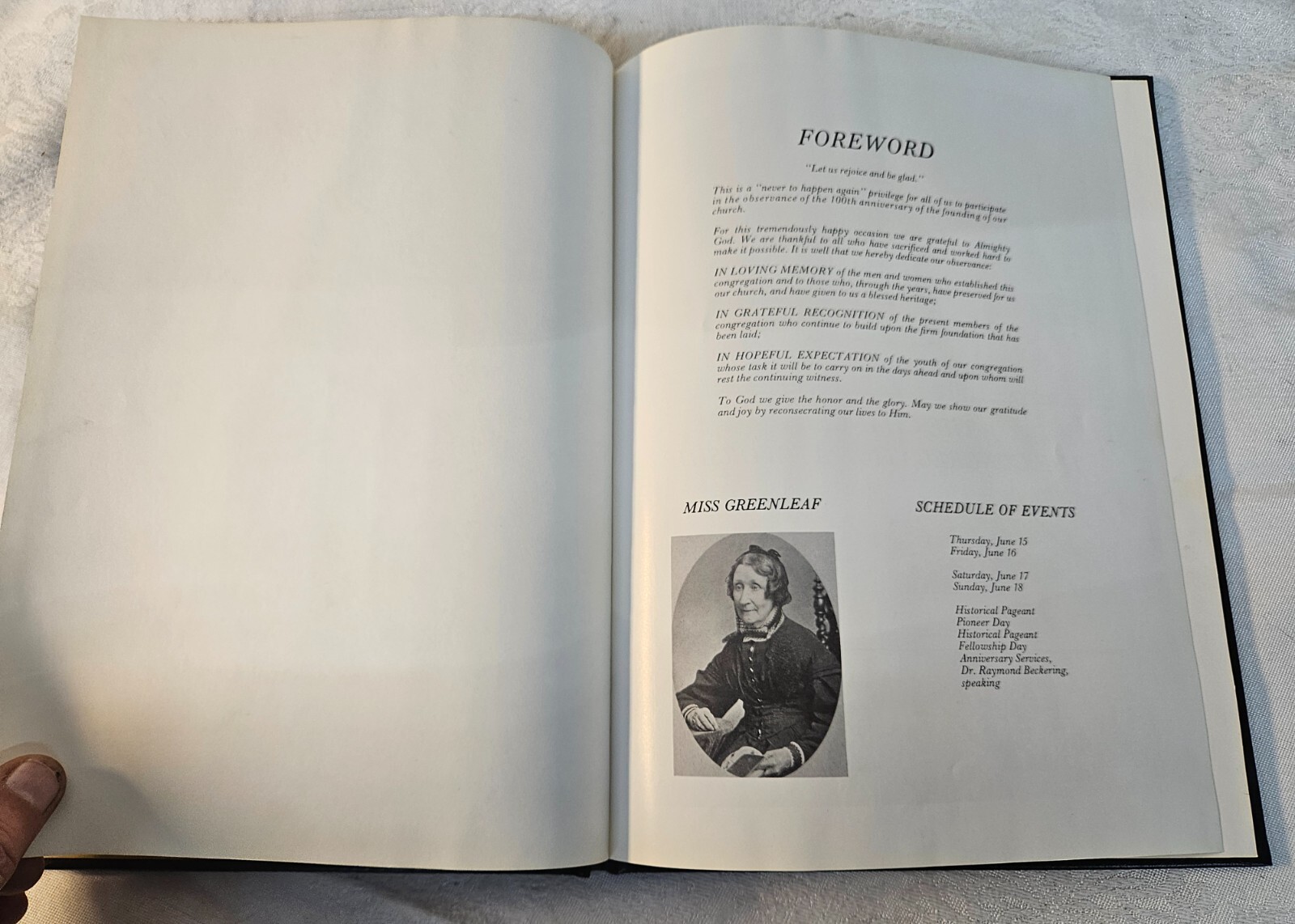 1967 GREENLEAFTON MN Reformed Church Centennial Celebration Hardcover Book Flier