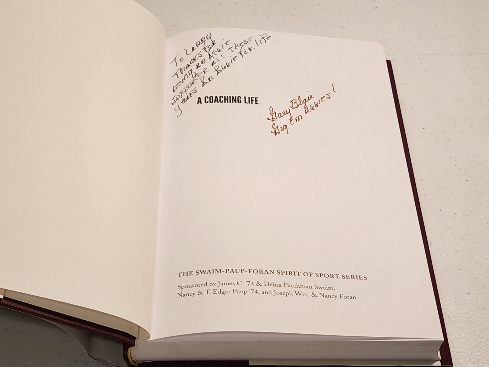 A Coaching Life by Gary Blair & Rusty Burson 2017 Hardcover Dust Jacket SIGNED