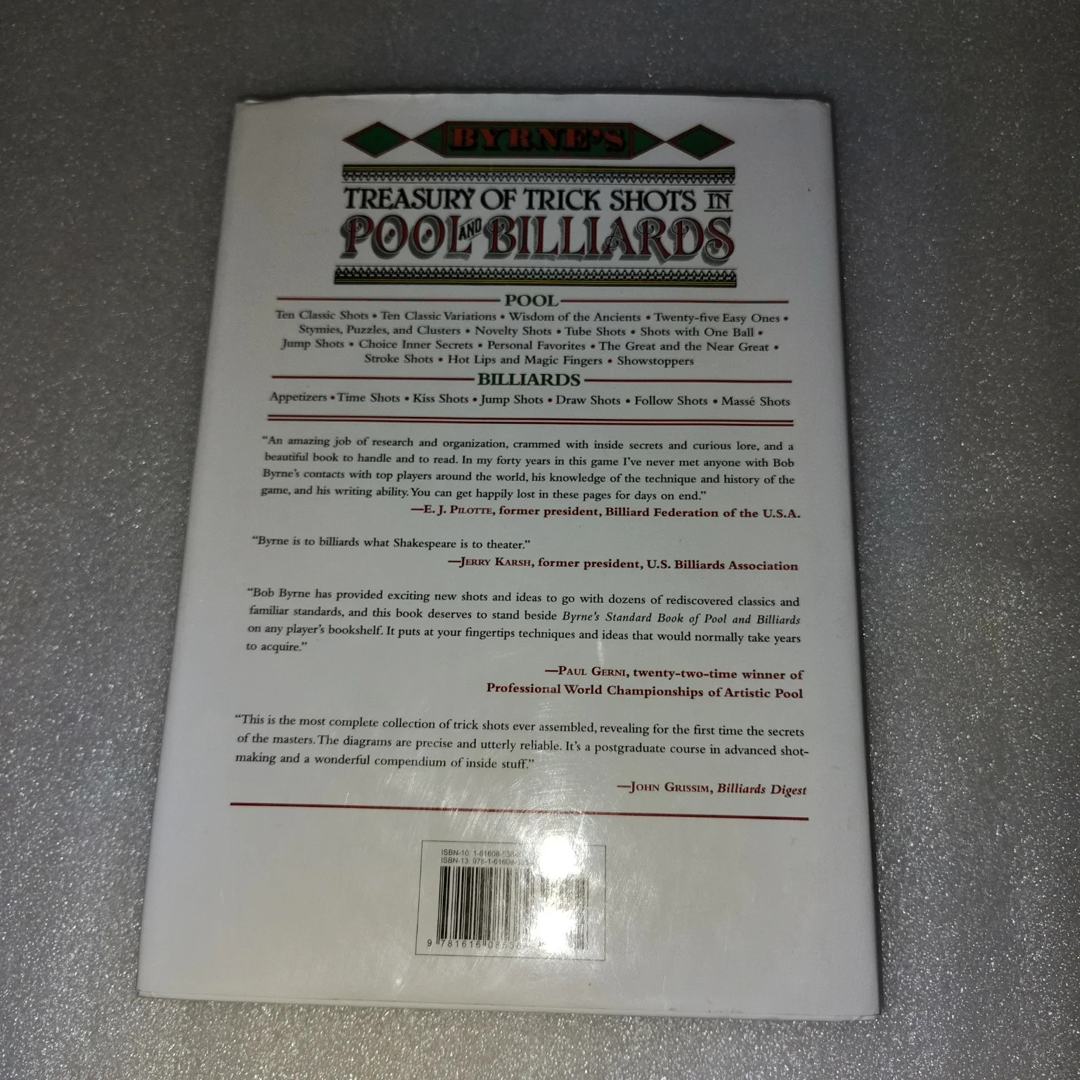 Byrne&rsquo;s Treasury of Trick Shots Pool & Billiards Robert Byrne 2012 Skyhorse HC