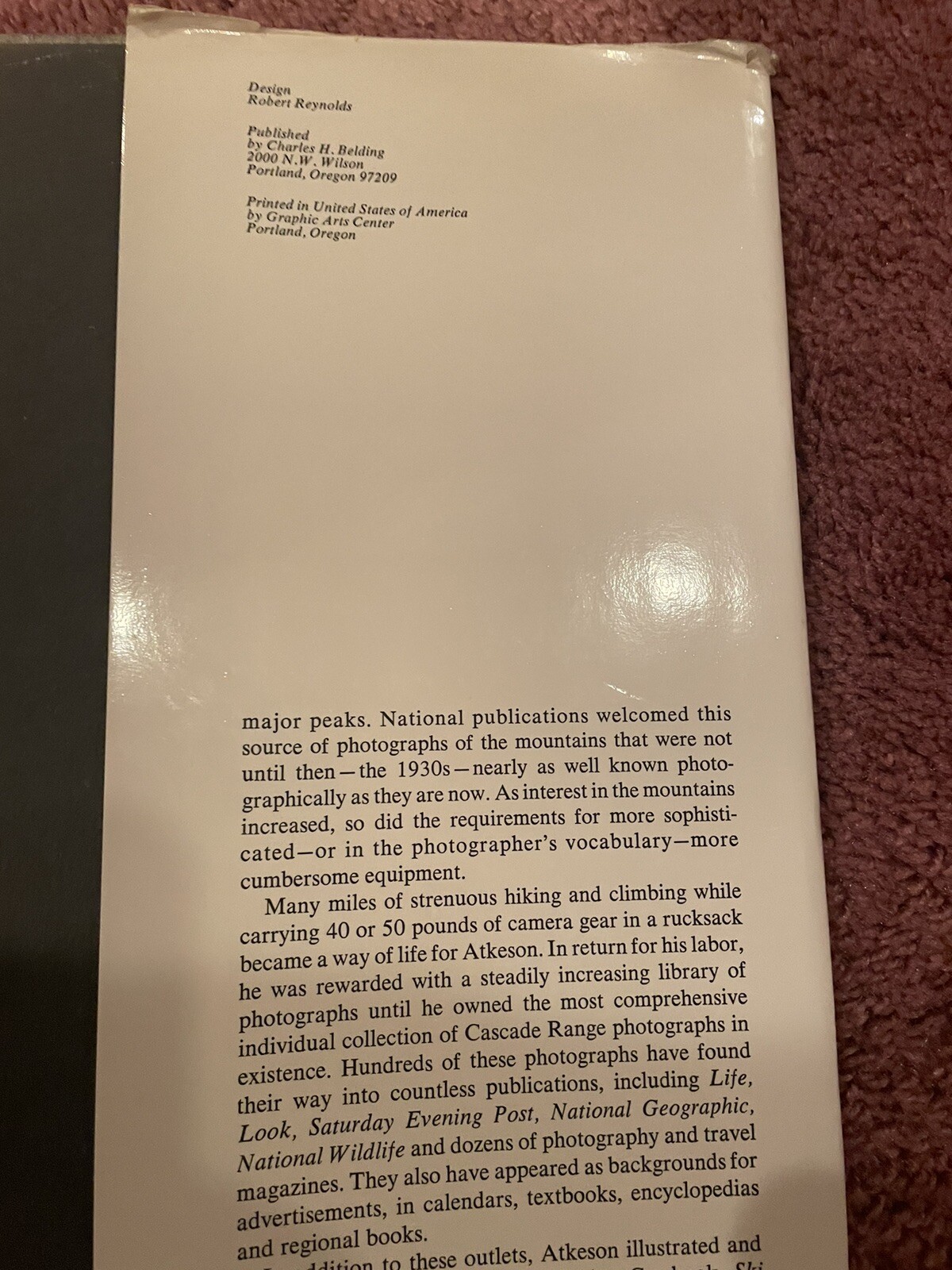 THE CASCADE RANGE by Ray Atkeson on 1969, Oversize Coffee Table NW