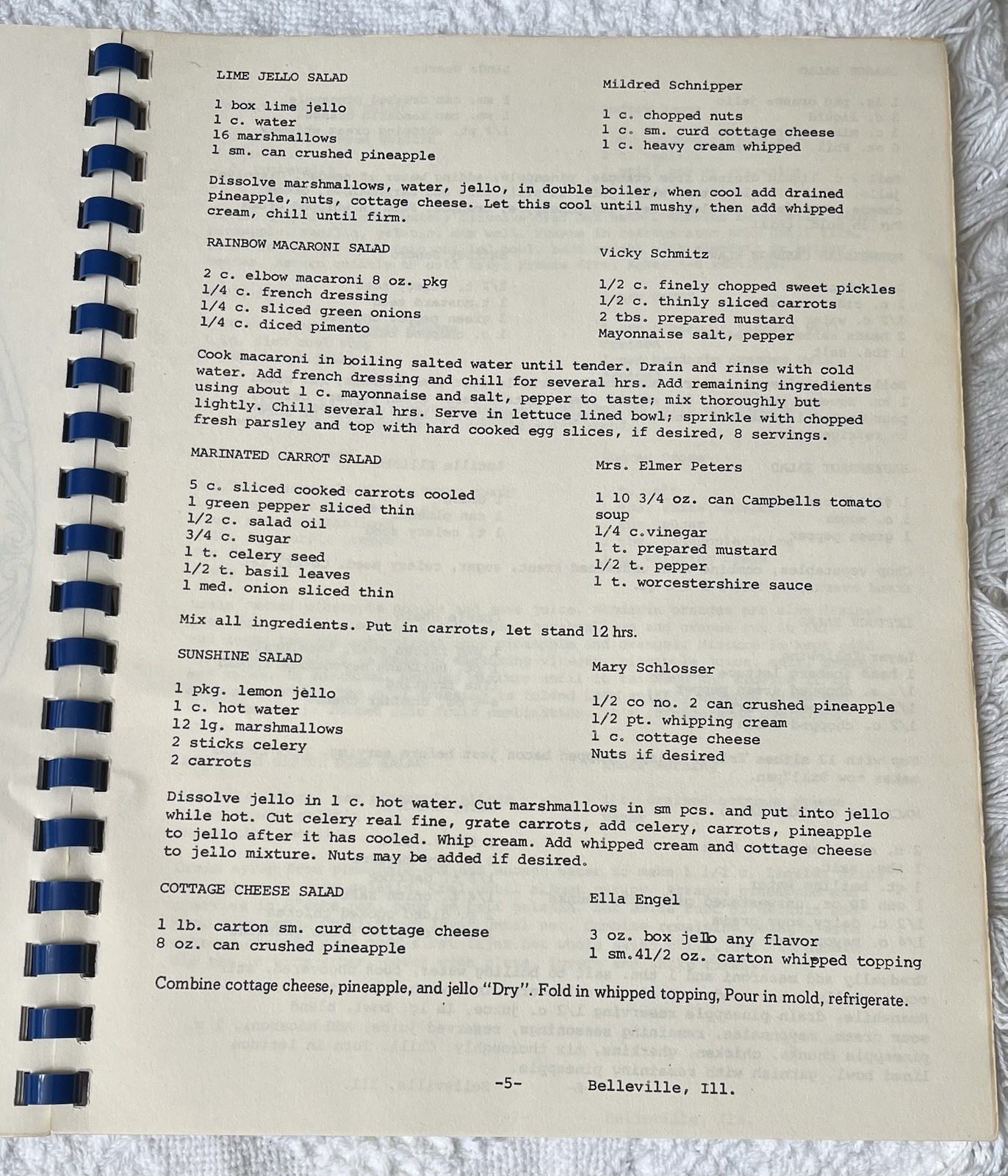 Belleville Illinois IL Bi-Centennial Cookbook Recipes 1976