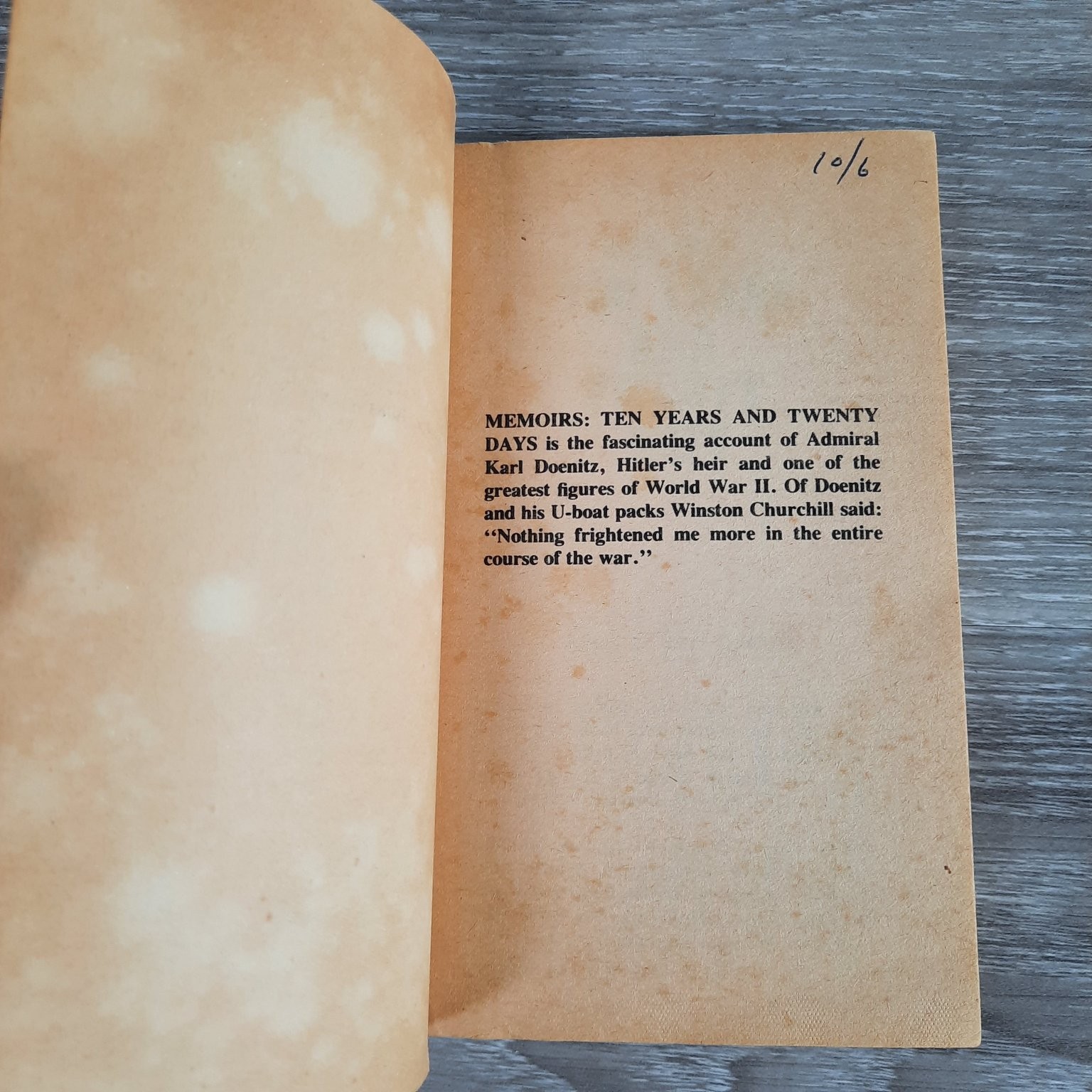 Memoirs Ten Years and Twenty Days Karl Doenitz 1959 Third Reich LB