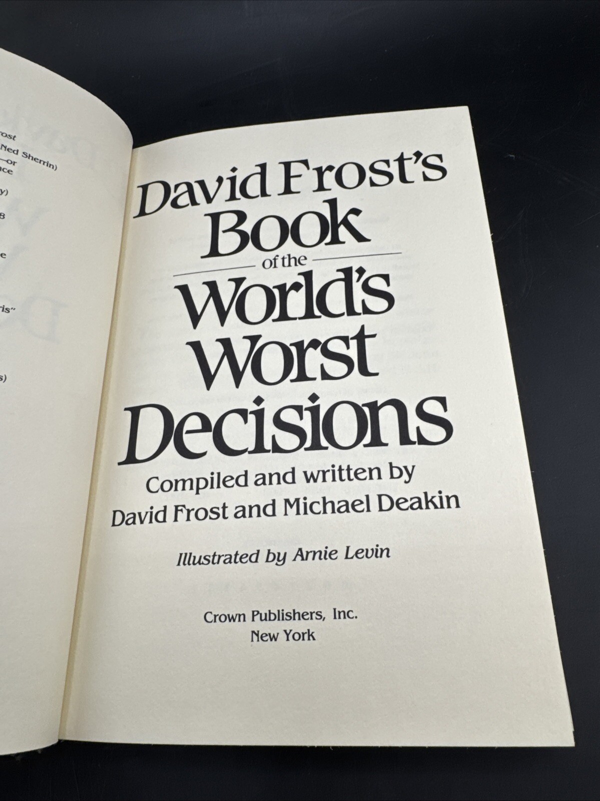 David Frost&rsquo;s Book of the World&rsquo;s Worst Decisions (Hard-Cover, 1983) – Fast Ship