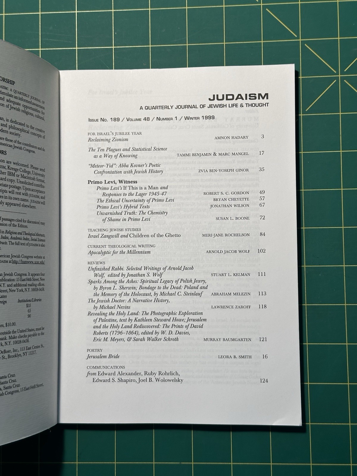 Judaism Issue 189 Vol 48 No 1 Winter 1999