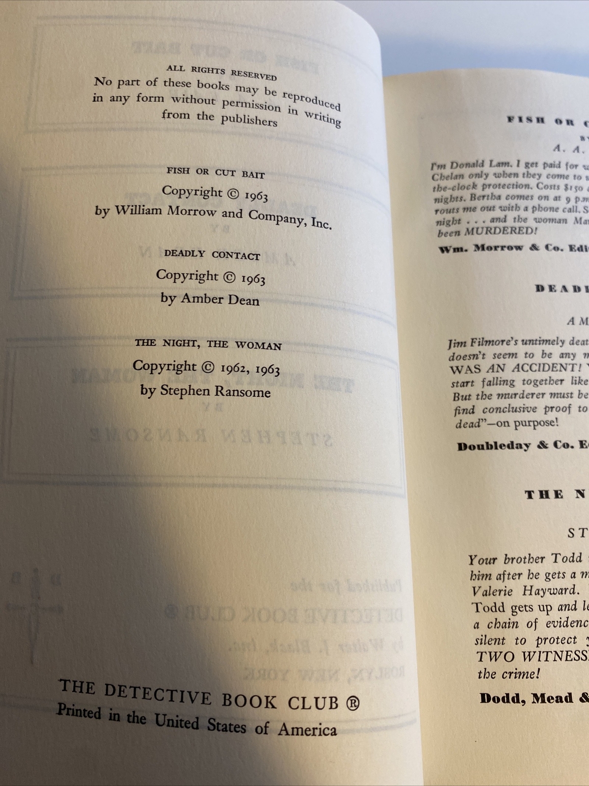 Detective Book Club – Walter J. Black (Hardcover, 1963 Fish or Cut Bait h29 c