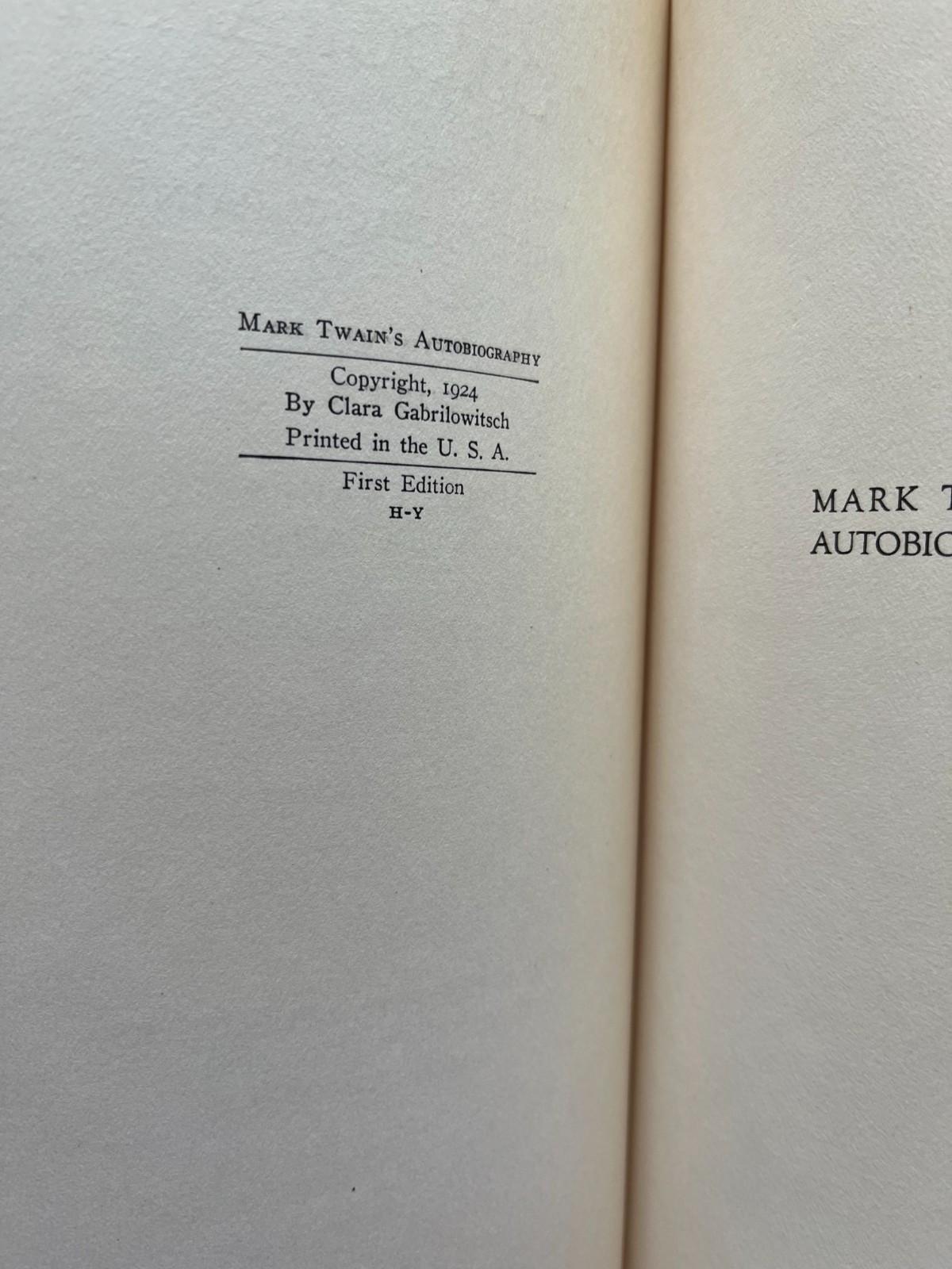 MARK TWAIN ~ Autobiography, 1924, 1st Edition, 2 Vol Set photogravure portraits
