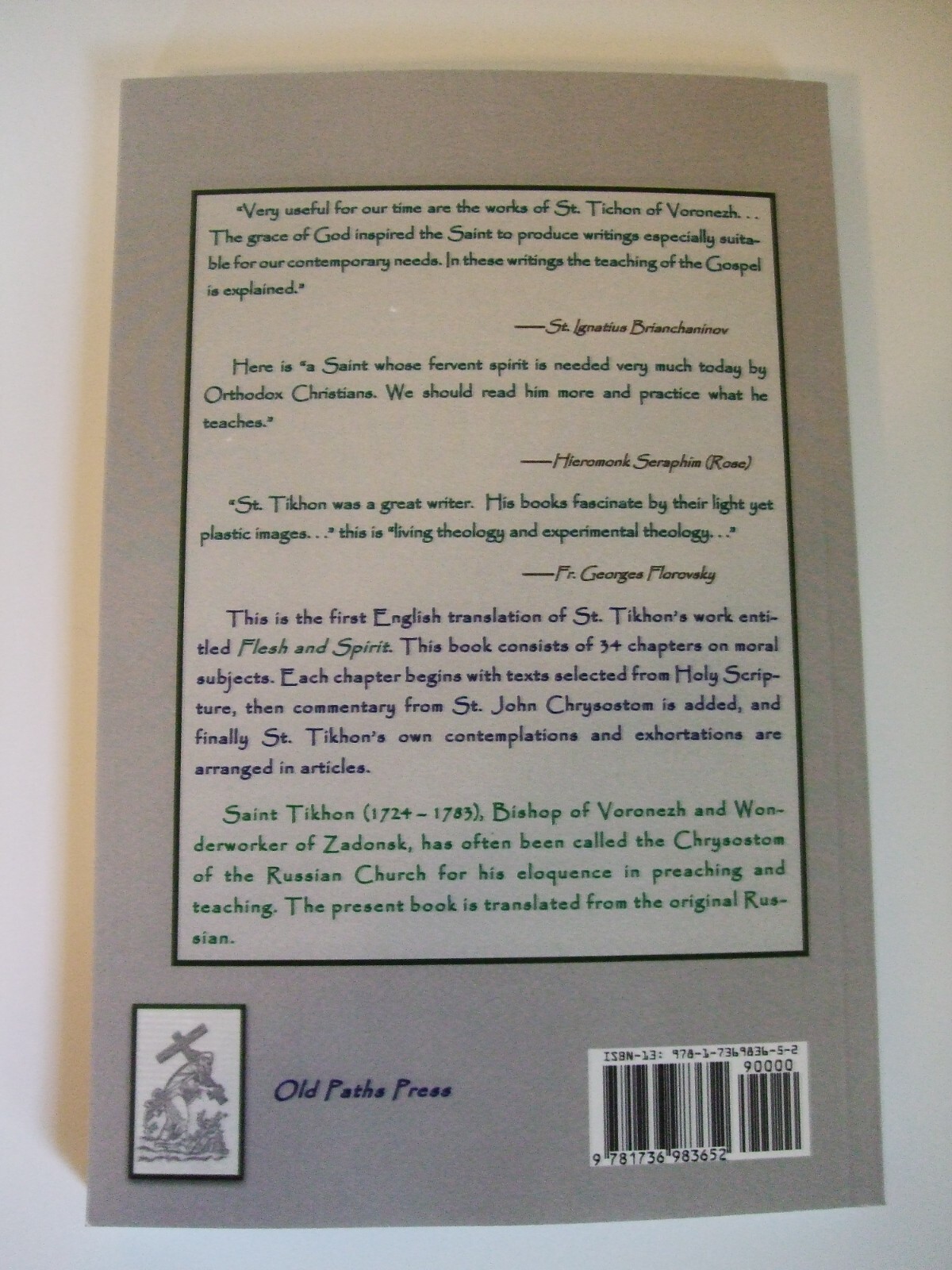Flesh and Spirit by St. Tikhon of Zadonsk. Orthodox. Newly Translated.