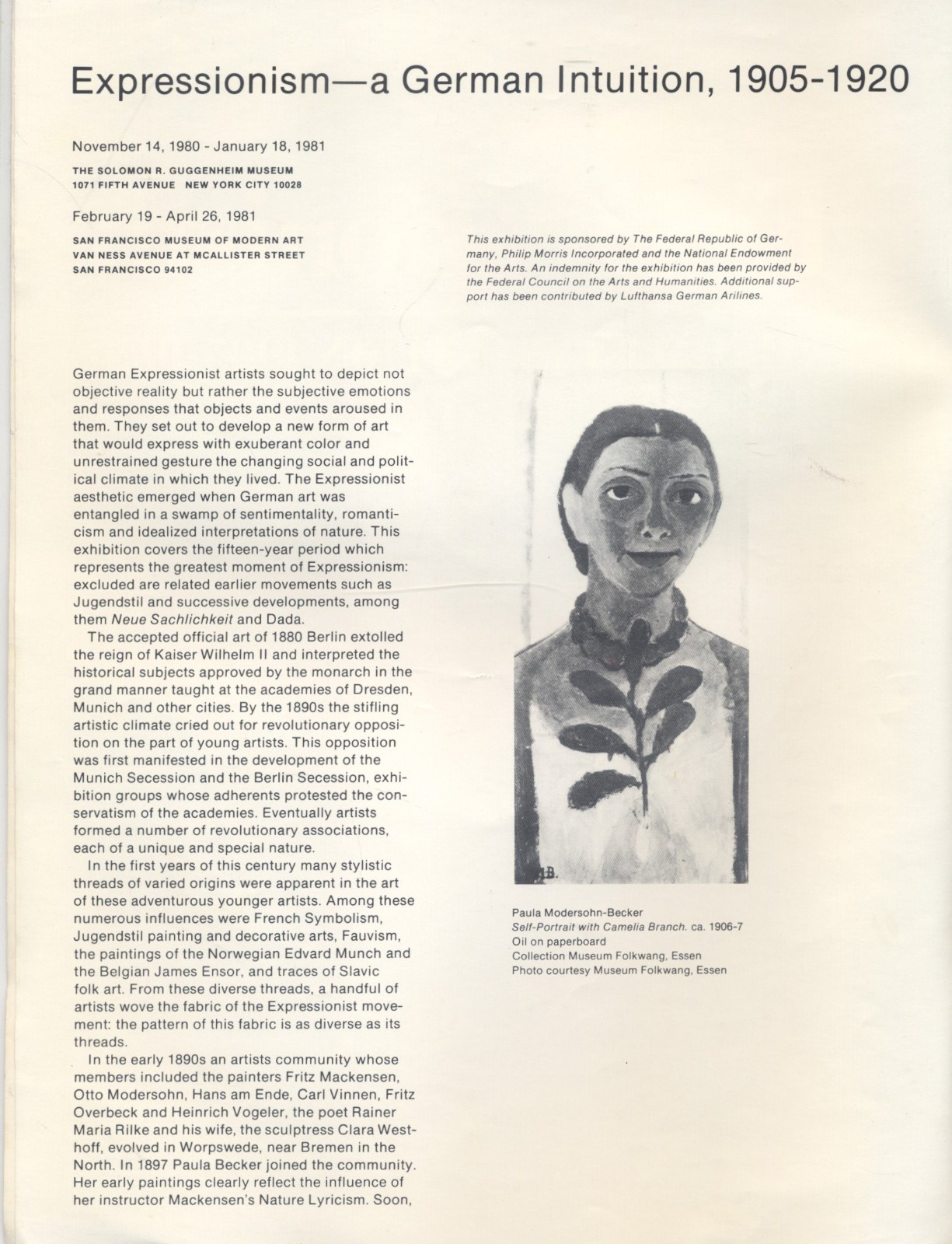 Expressionism: A German Intuition 1905-1920 Preview? Summaery? 12 pages – 1980