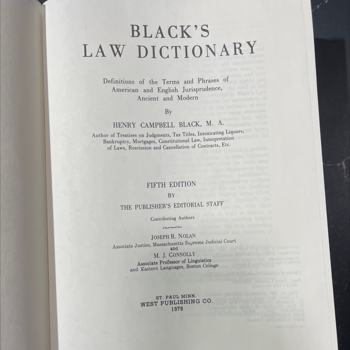 black&rsquo;s law dictionary book, by henry campbell black, 1979 Hardcover