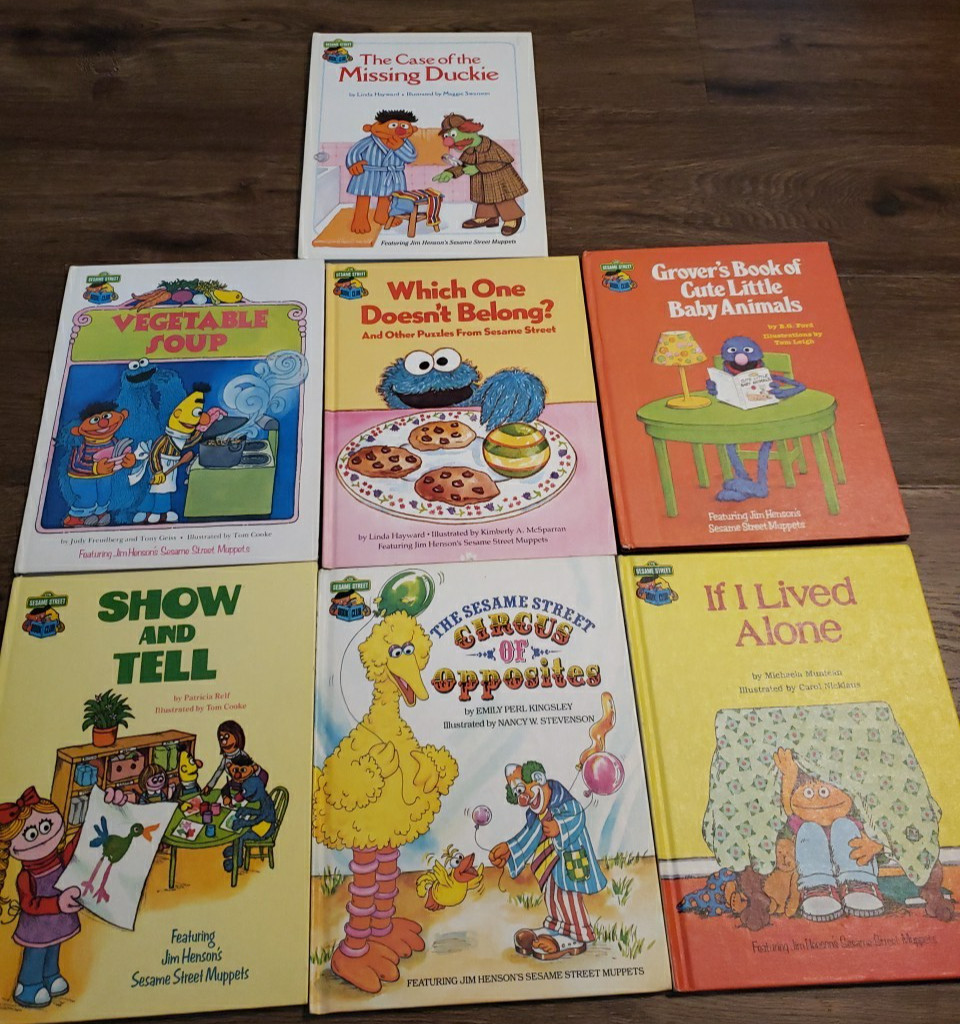 Lot of 9 Sesame Street Book Club Children&rsquo;s Books Hardcover Vintage 1980s
