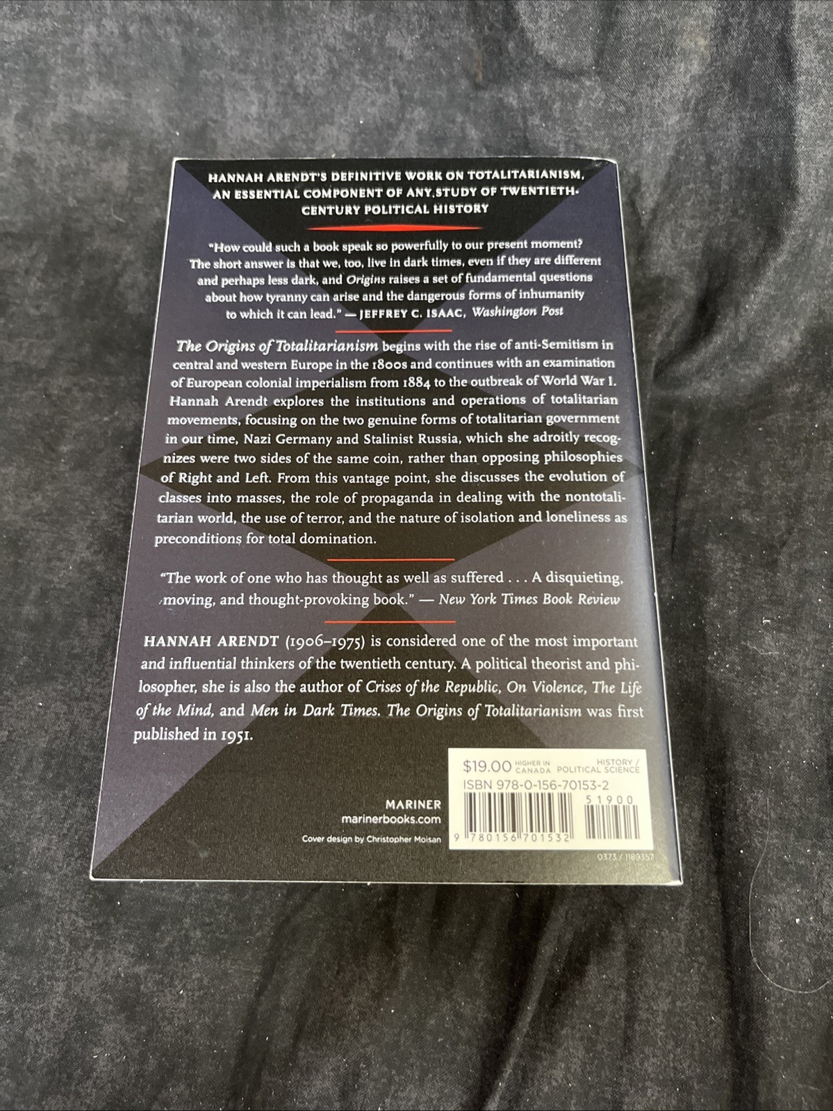 “The Origins of Totalitarianism” by Hannah Arendt (1985,Trade Paperback)