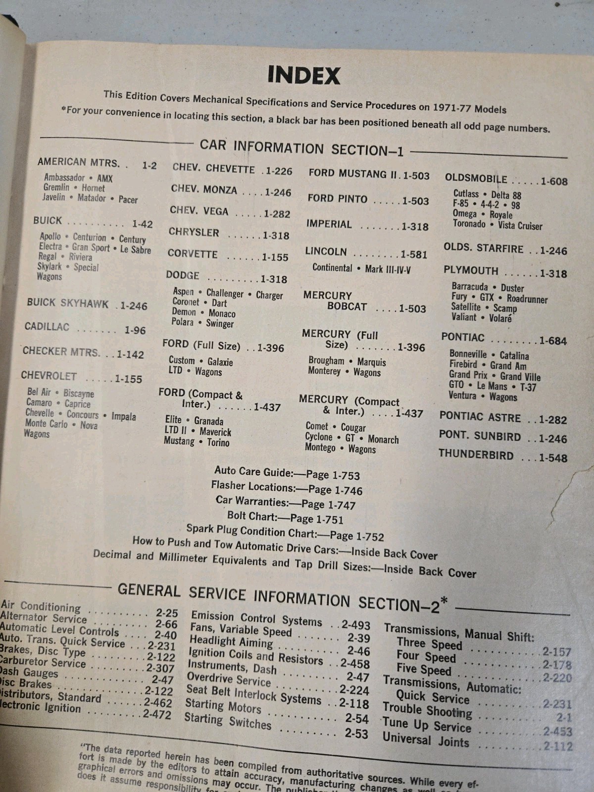 Motor&rsquo;s Auto Repair Manual 1971-1977 Models 40th Edition