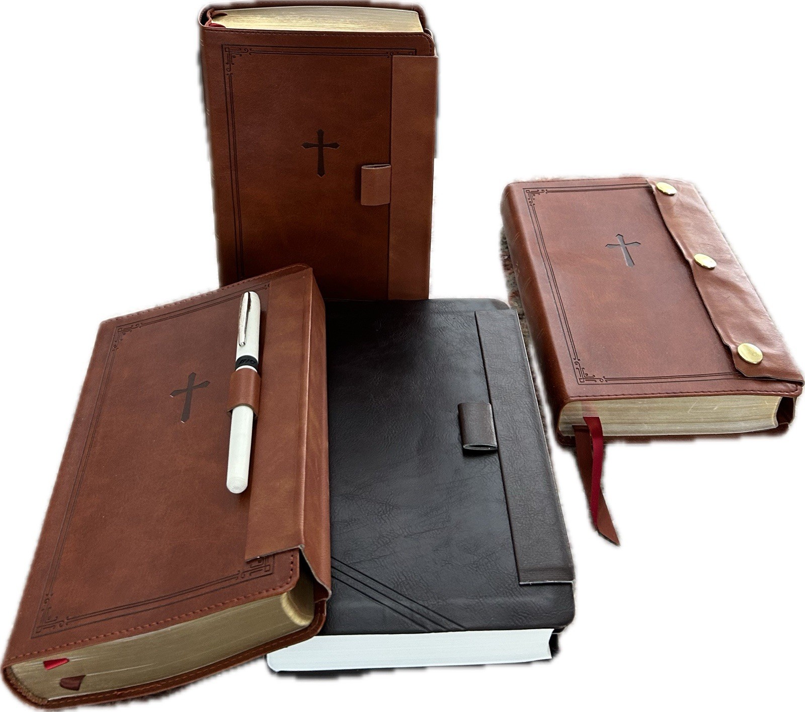 SNAP CLOSURE NKJV LARGE PRINT(10.5pt) Personal Size Brown Leathersoft Bible