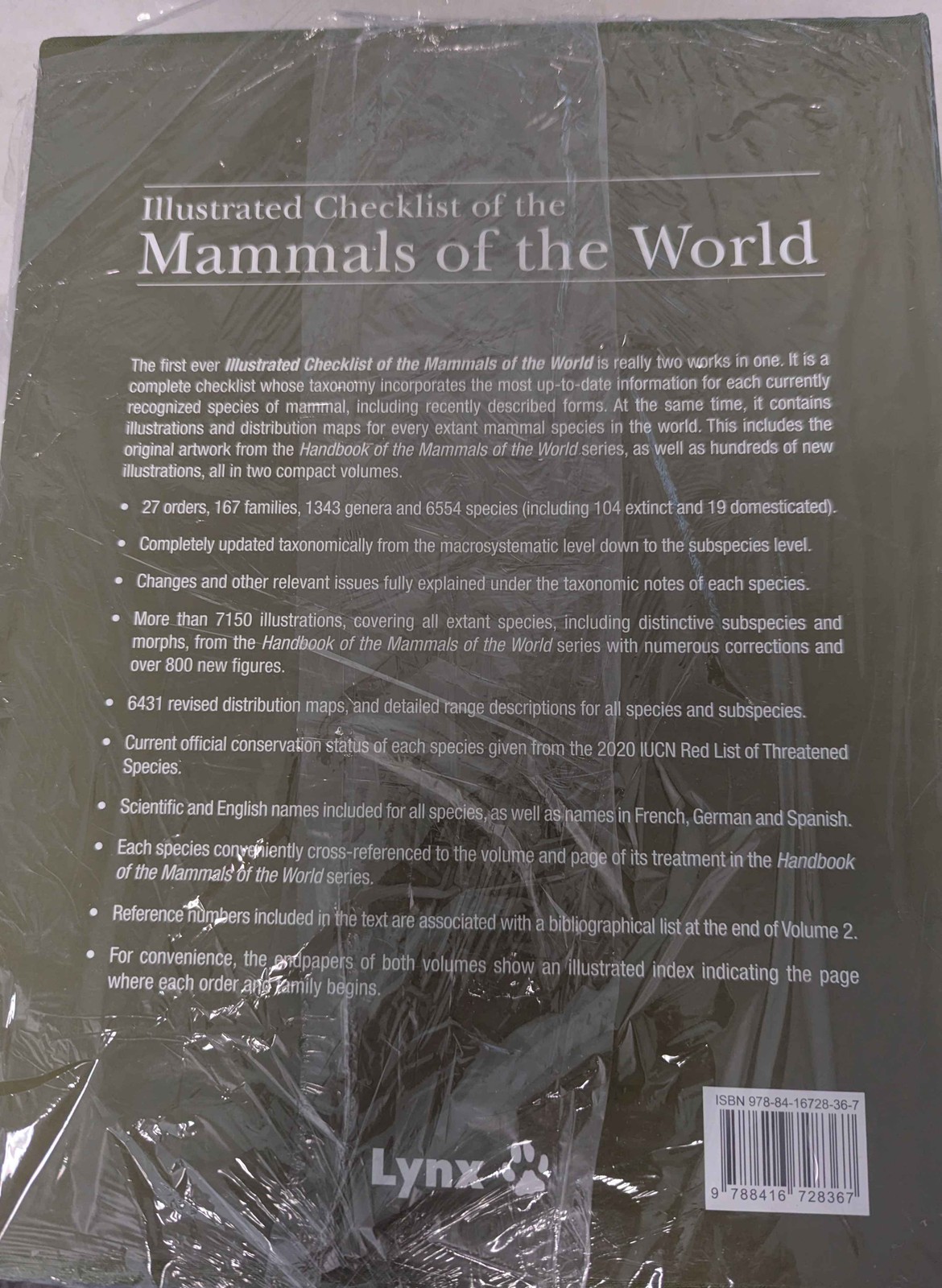 Illustrated Checklist Of The Mammals Of The World JL3 Multi Author Hardcover