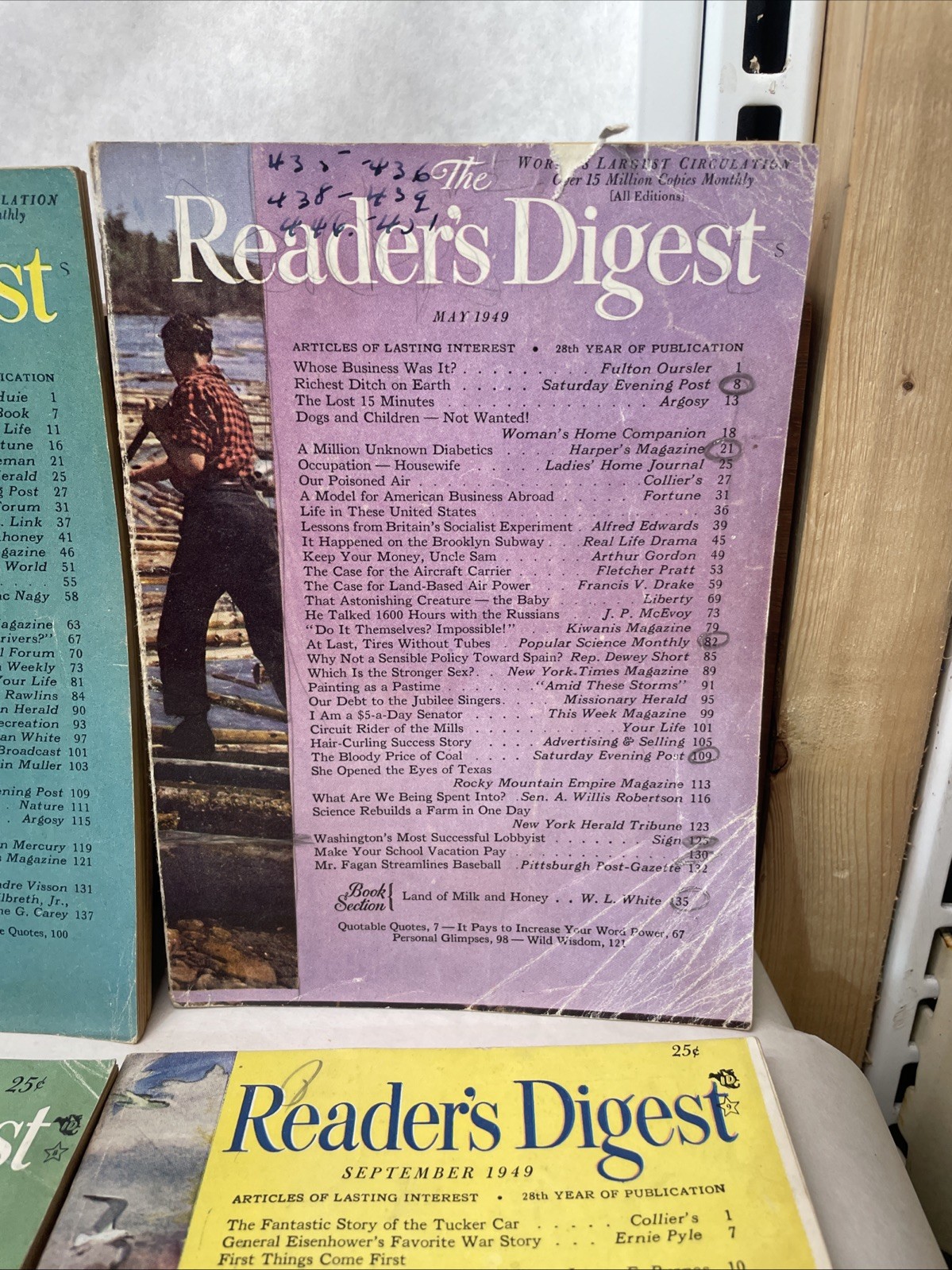 1949 READER’S DIGEST MAGAZINE Lot Of 11. Vintage History Shorts.
