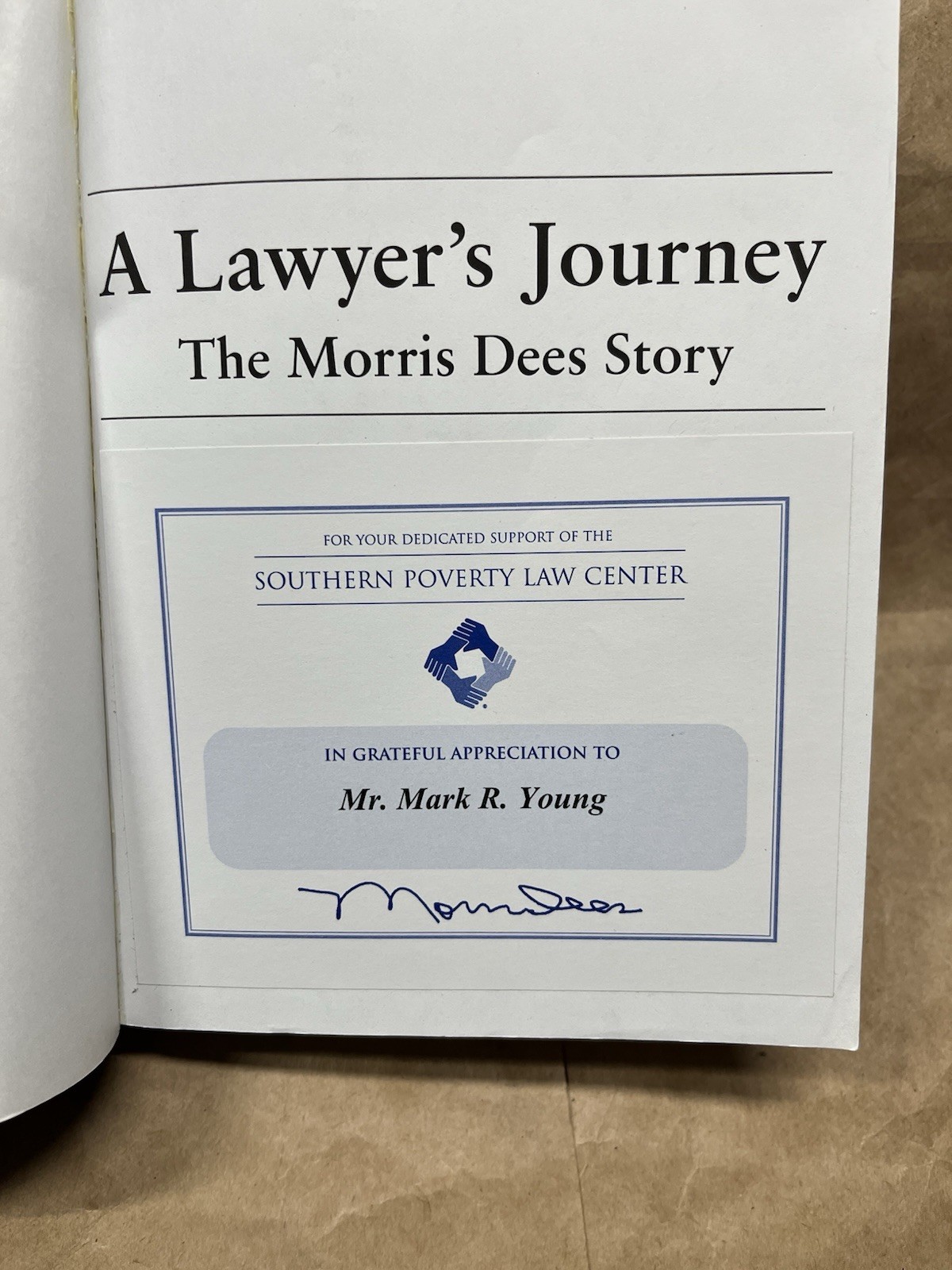 A Lawyer&rsquo;s Journey-The Morris Dees Story By Morris Dees SIGNED 2001 Paperback
