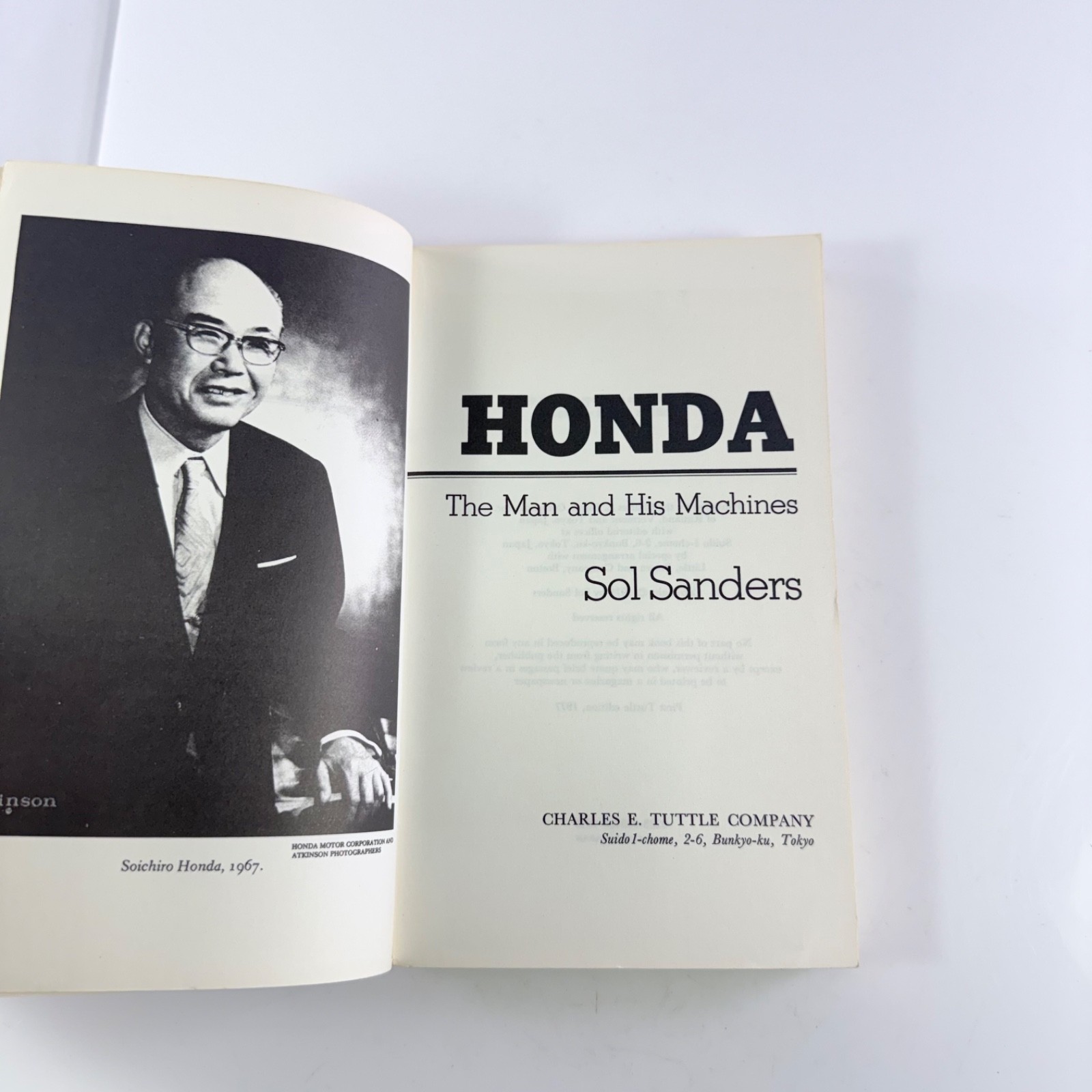 Tuttle Honda The Man and His Machines Sol Sanders Vintage 1977 Paper Book Japan