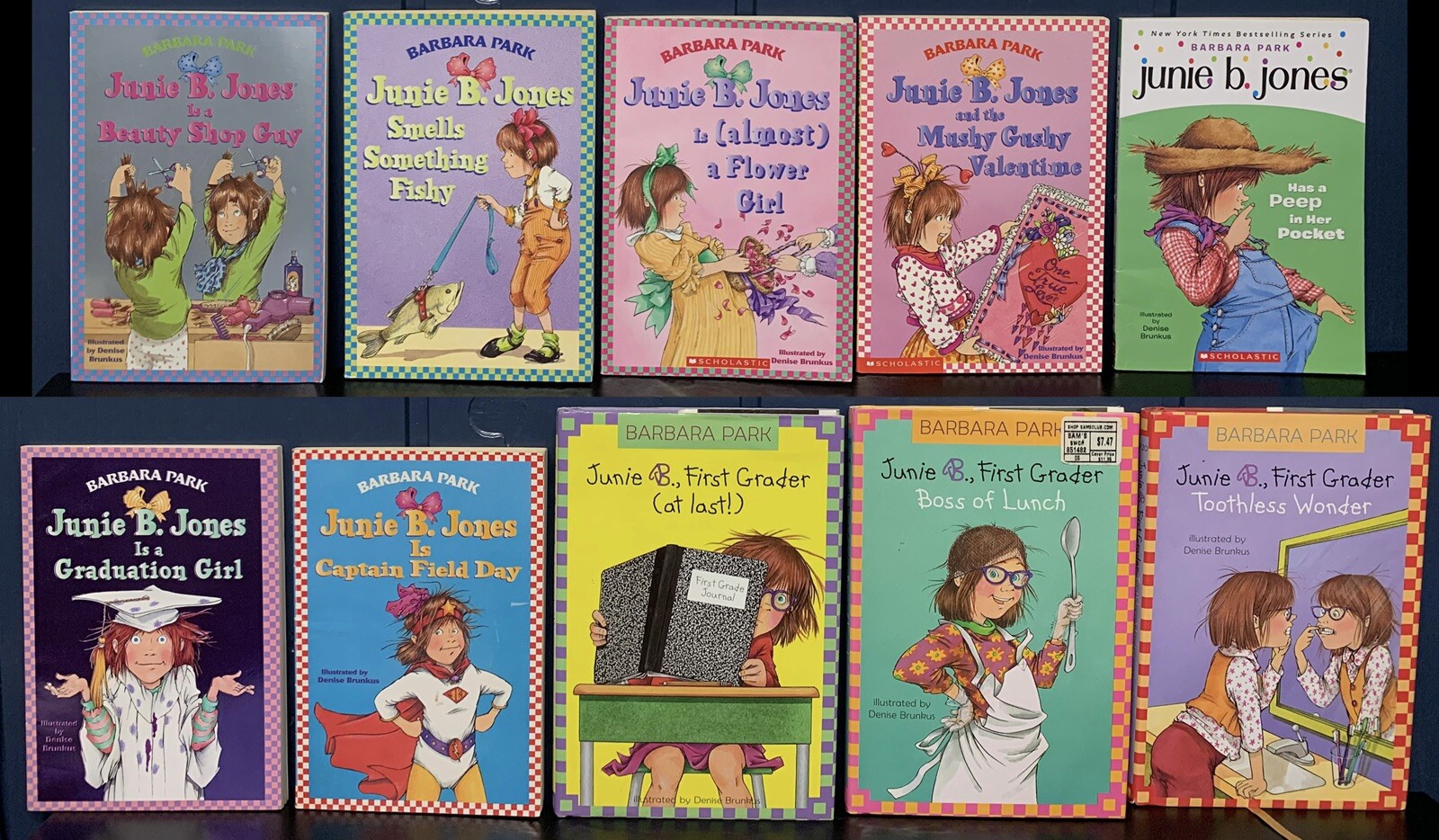 JUNIE B. JONES / Barbara Park 35 Book Set (10 HC) +7 Skinny-bones RED JACKET