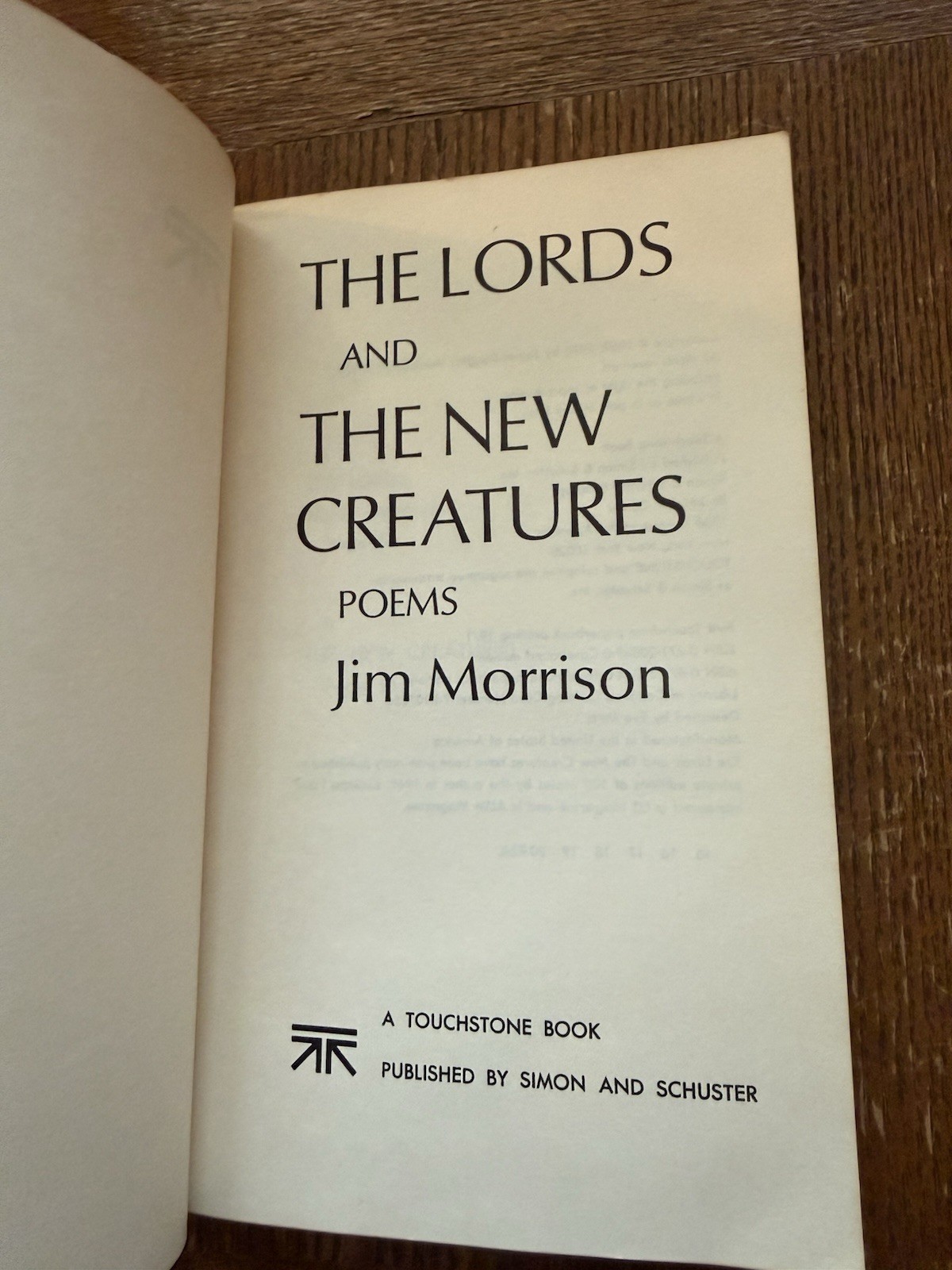 Vintage 1971 Jim Morrison The Lords And The New Creatures Poems 1st Touchstone