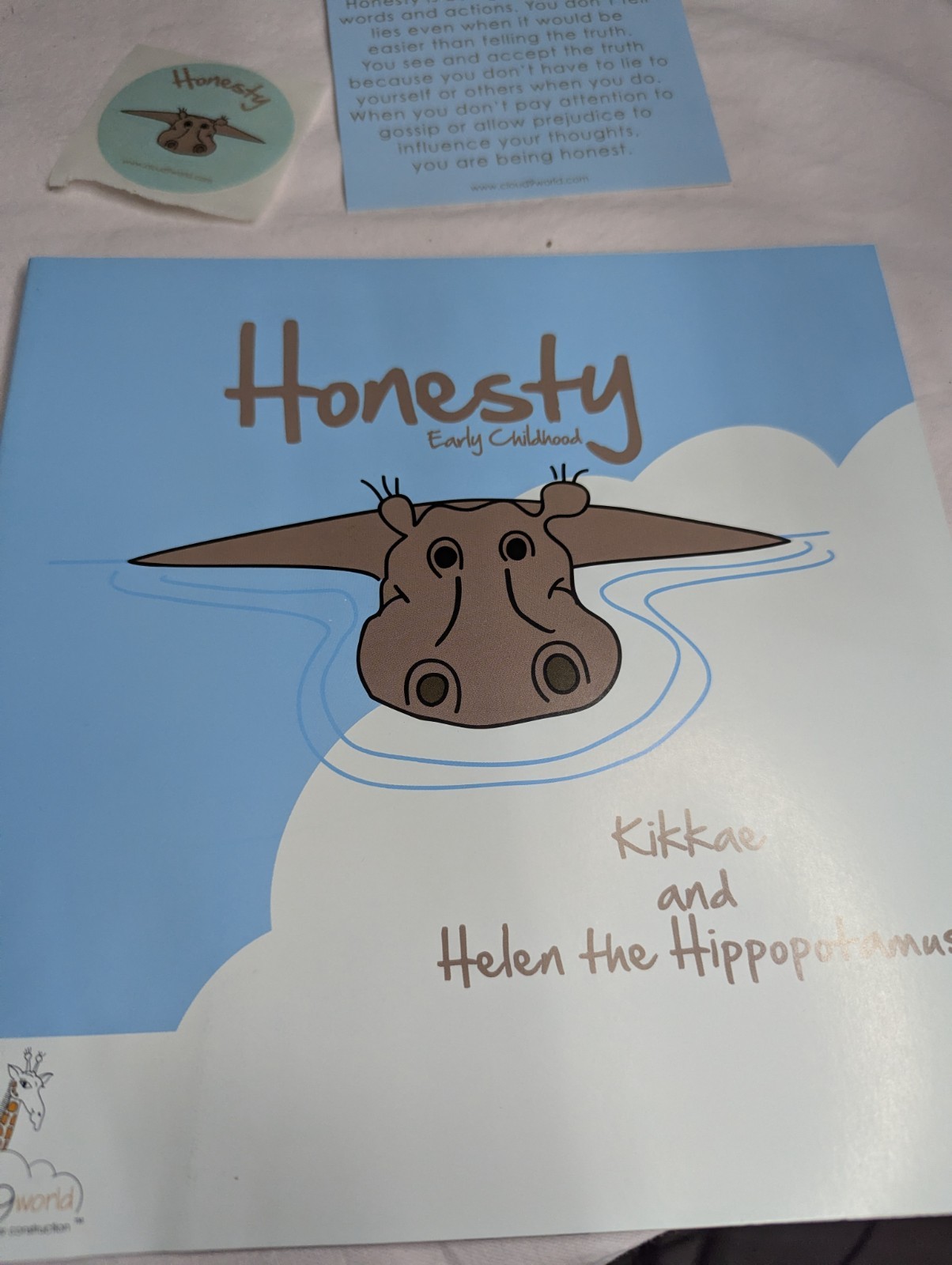 Home School Teachers Cloud 9 world character book HONESTY kindergarten-1st grade