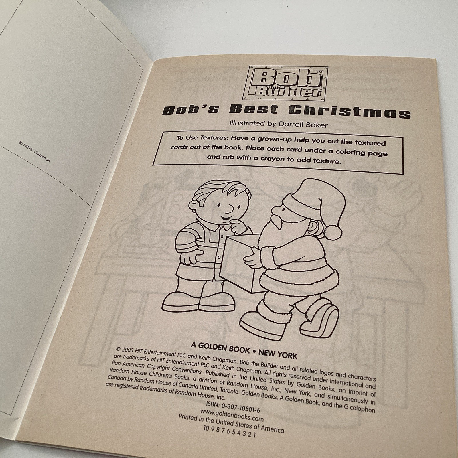 Bob the Builder Activity Book, Bob&rsquo;s Best Christmas, Textured Cards, 2003