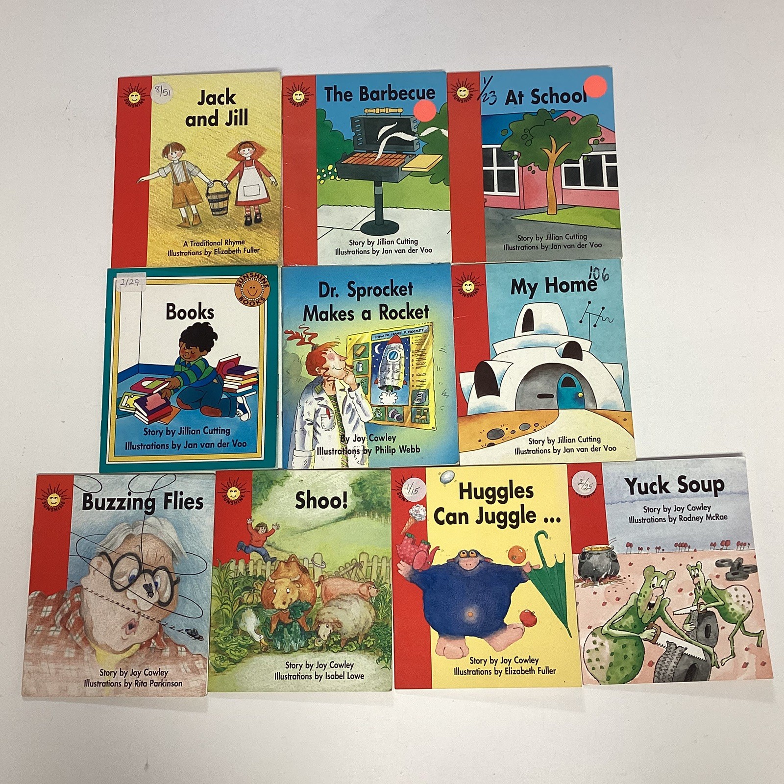 Sunshine Kindergarten Reader 10 Book Lot Level A-C Rigby Wright