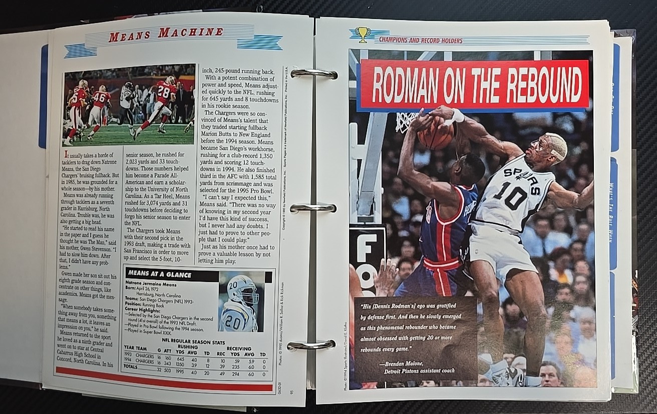 Vintage 1996 « Sports Pages: The Book For Sports Fans » Collector&rsquo;s Hardcover Bind