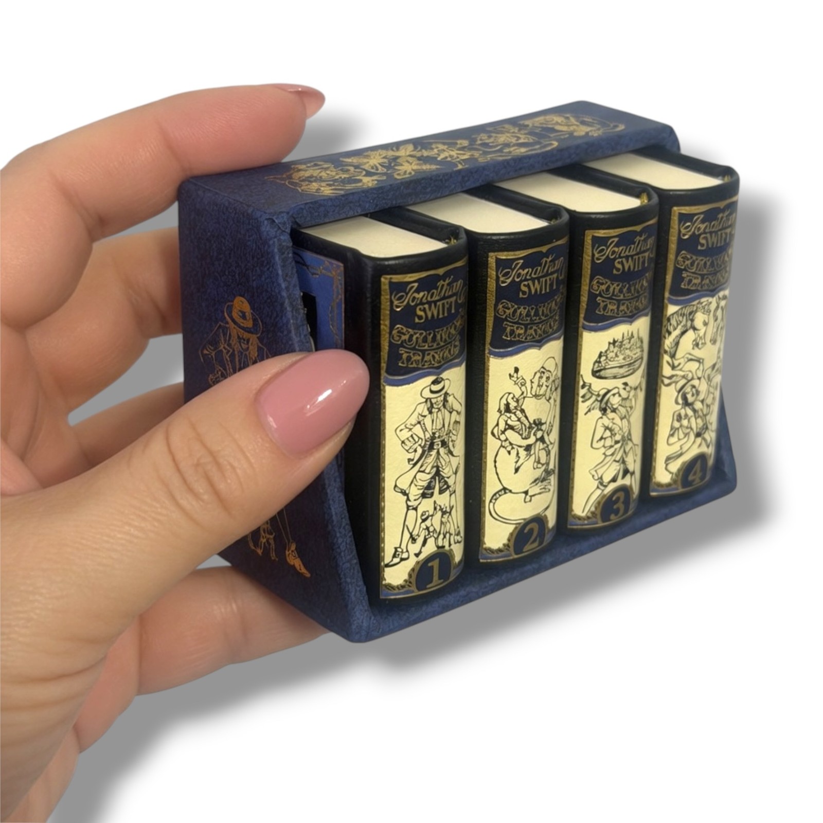 Gulliver&rsquo;s Travels – Jonathan Swift Miniature Leather Books 4-Vol set w/slipcase