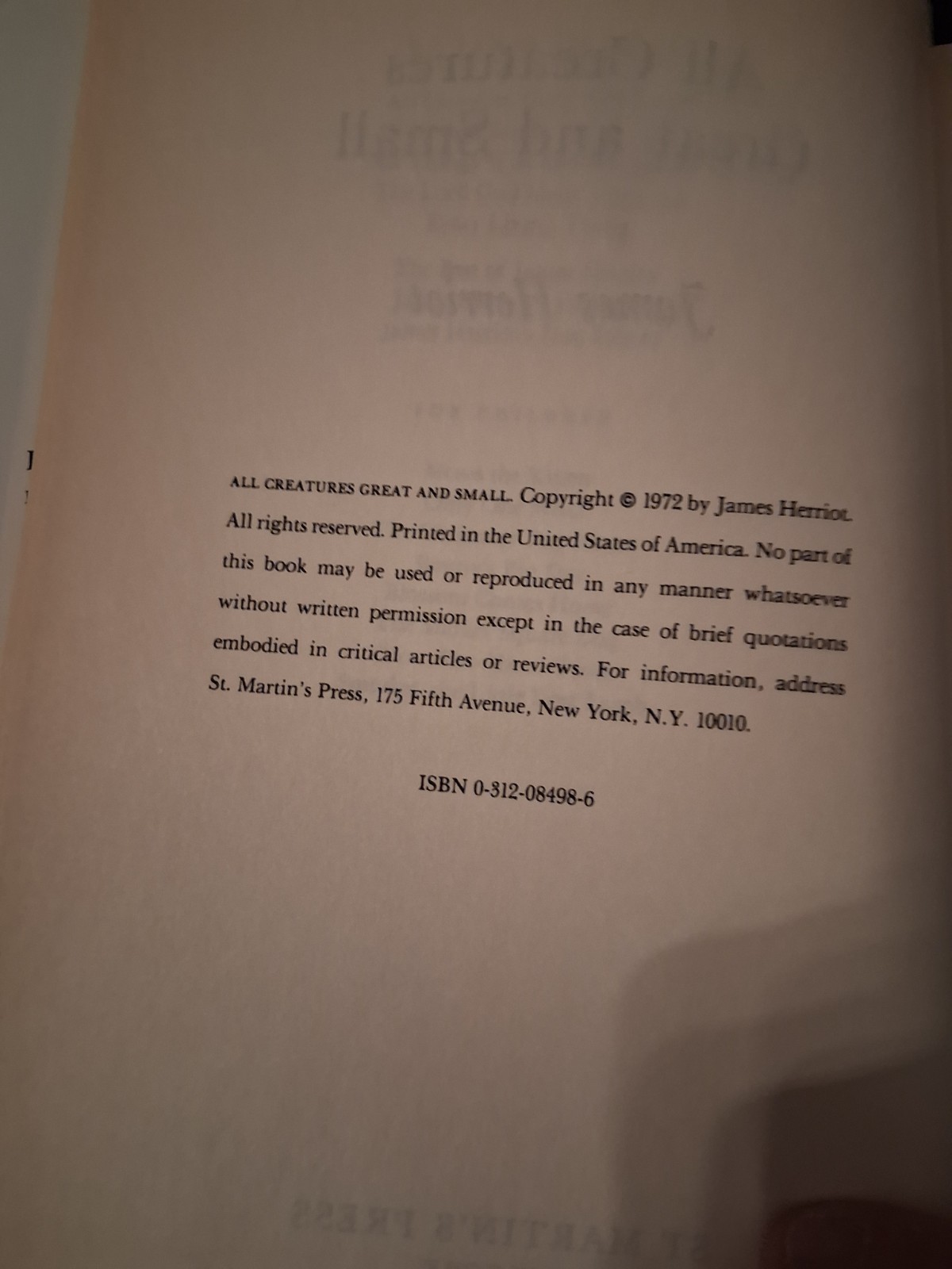 James Herriot All Creatures Great and Small HC DJ St. Martin&rsquo;s Press 1972